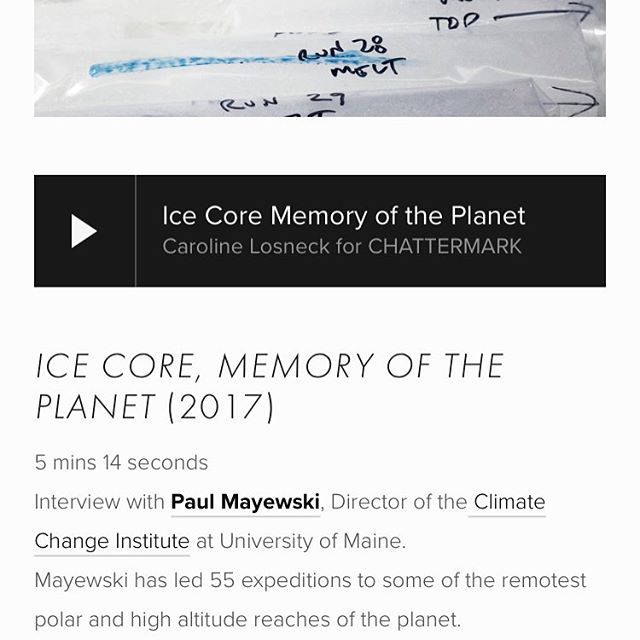 @caroline207maine contributed this wonderful audio piece to #chattermarkproject featuring #paulmayewski from @university.of.maine @climatechangeinstitute speaking about #ice core research. .
.
Find it under ROCKLAND at: www.chattermarkproject.com
.
.