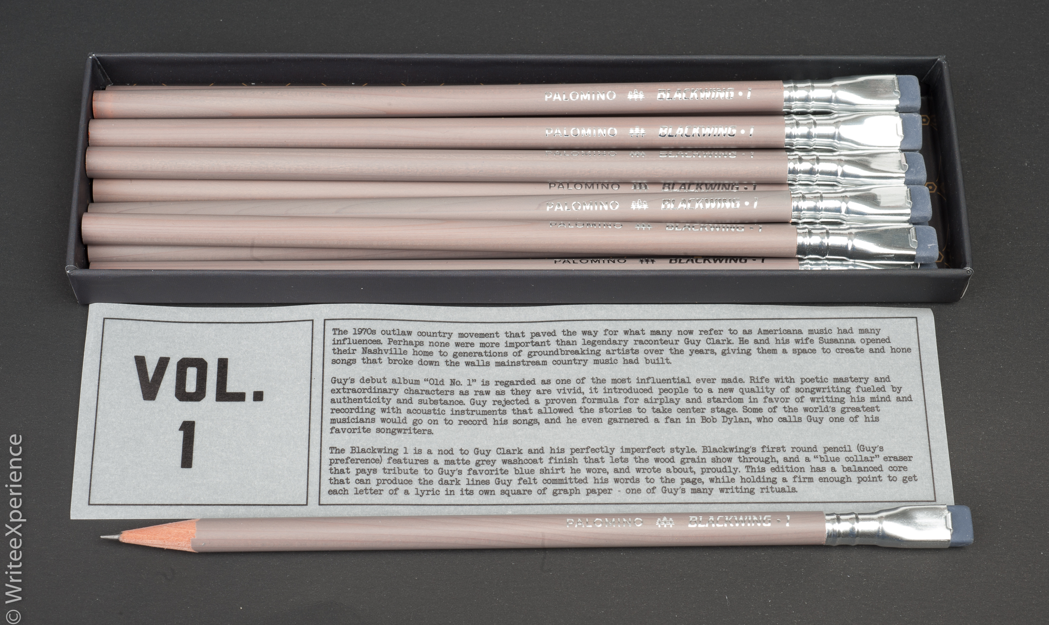 Box of 12 Blackwing Volumes Vol 1 Guy Clark Pencils Original Gray Round