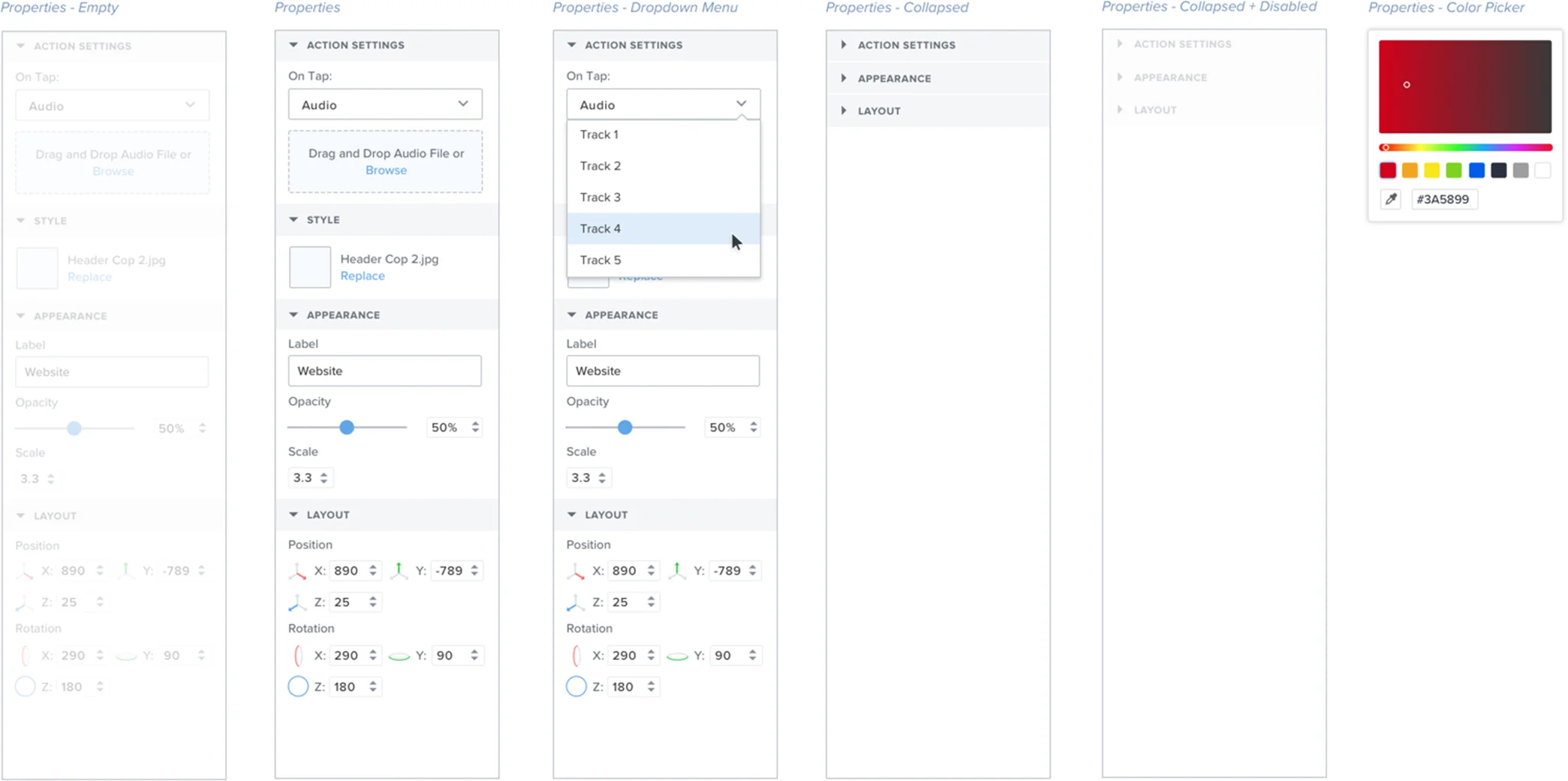 Properties Panel States