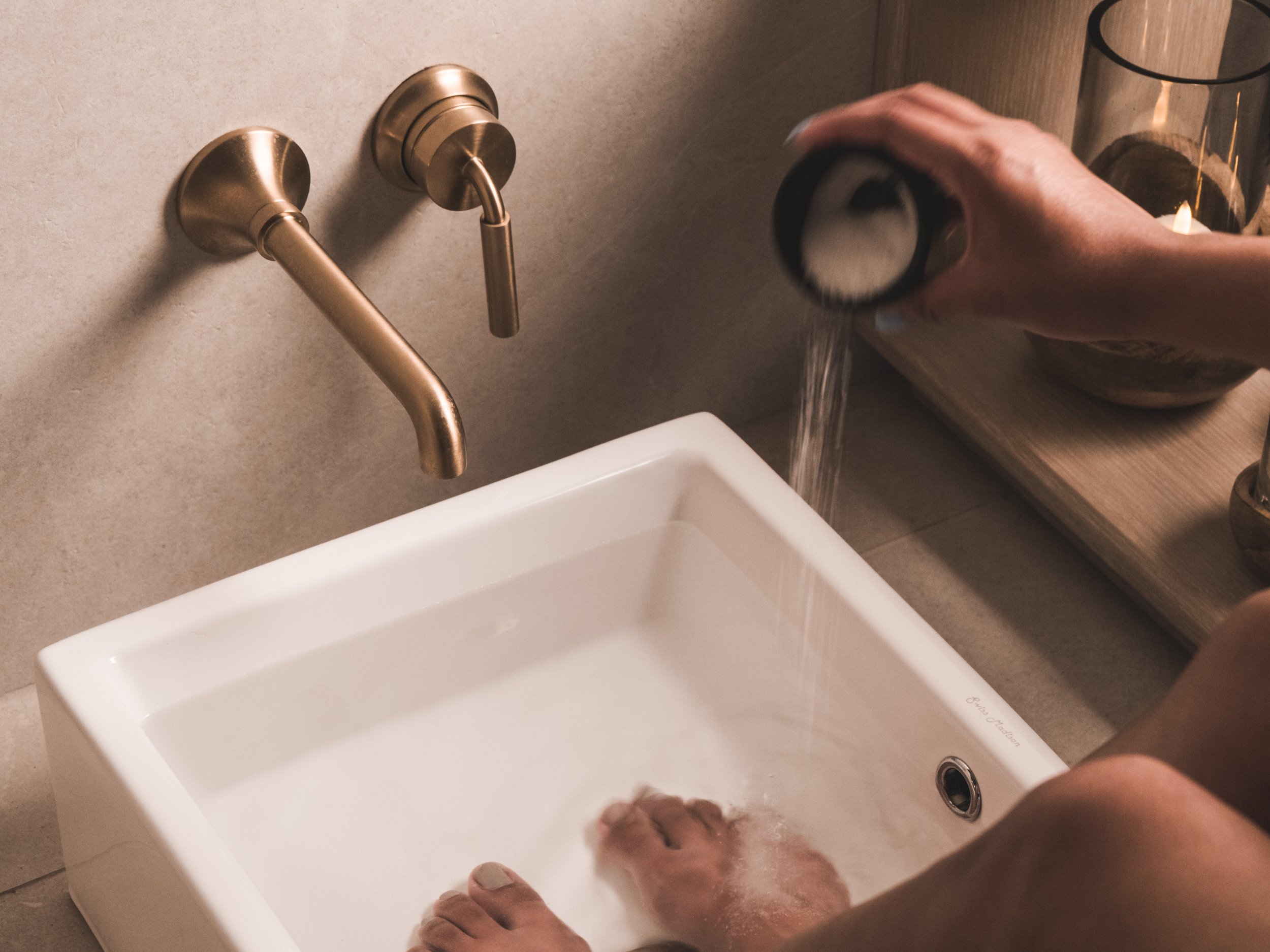 Woman enjoys foot bath during Jalan Journey at Jalan Facial Spa Greenwood Village