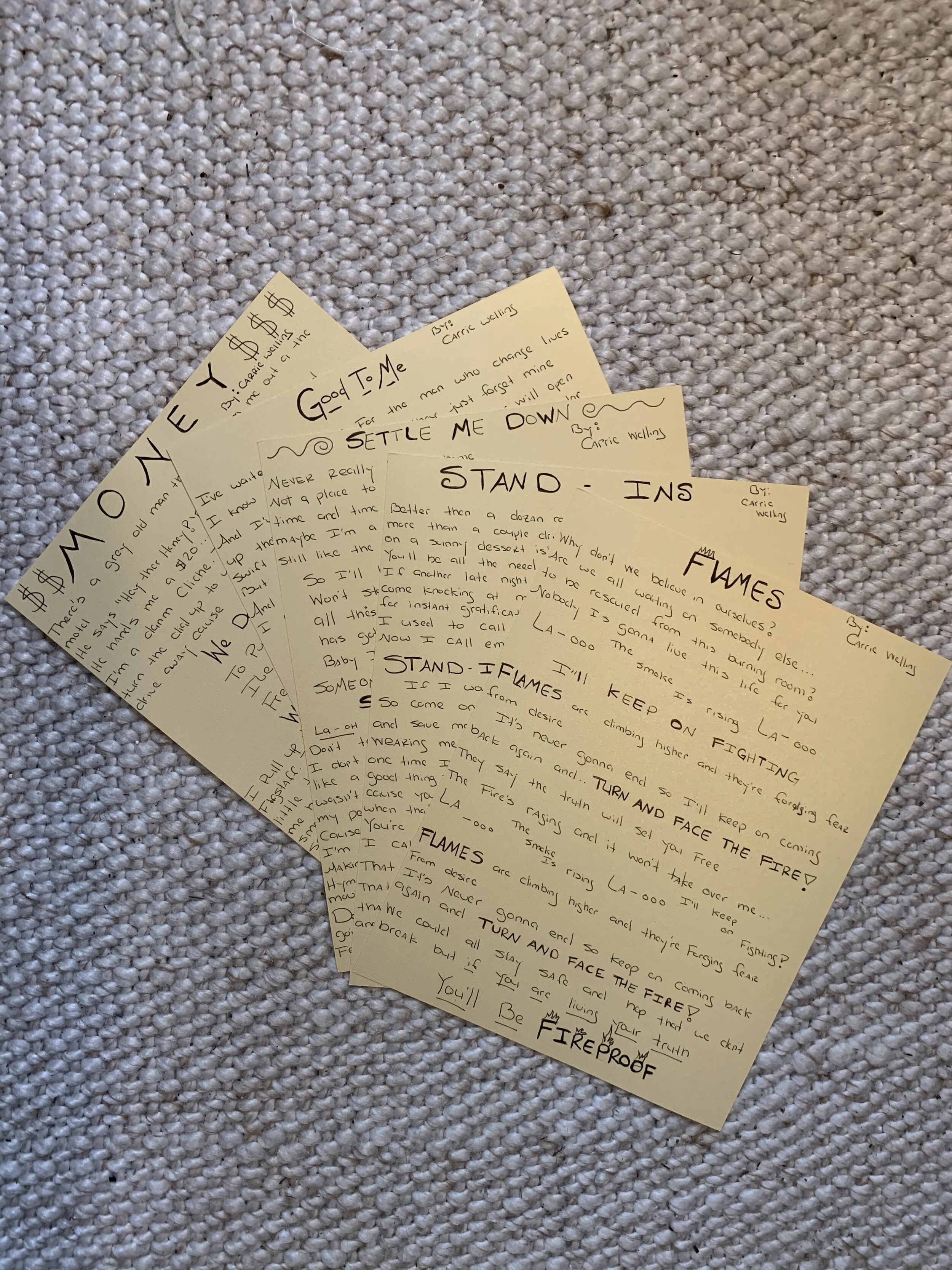Handwritten Lyric Sheets