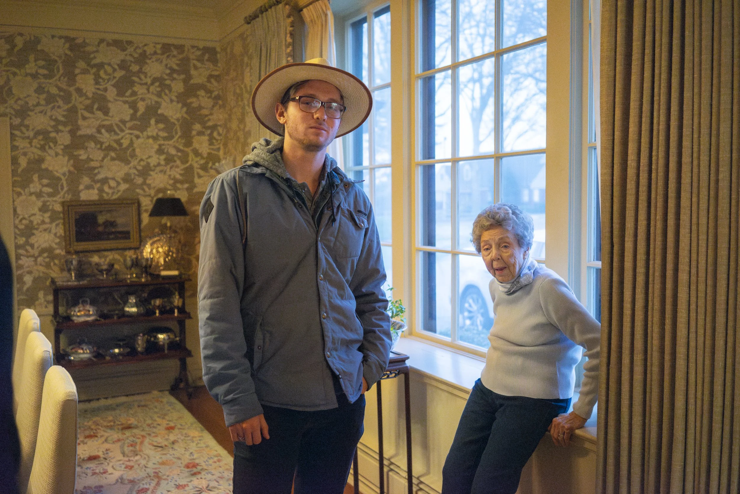 Dedrick in Hat with His Great Grandmother Brucie, 2015