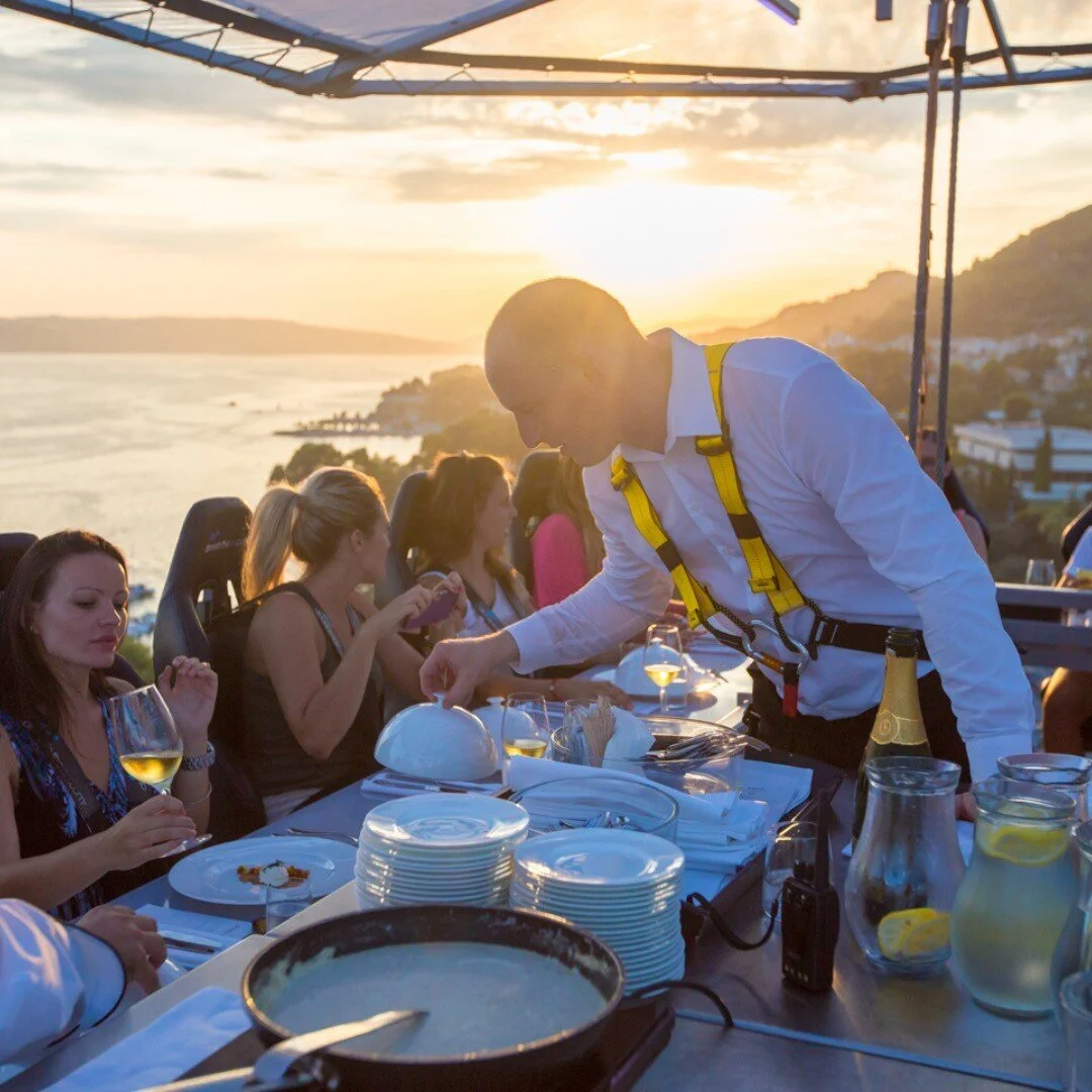 Dinner at 50 metres high, enjoying the sunset. #dinnerintheskyanz #sunset