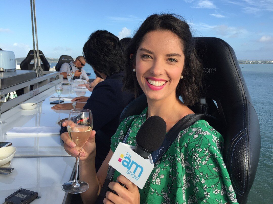 The Breakfast Show live with Shannon Redstall, 50 metres high above Auckland. #dinnerintheskyanz @shannonredstall #amshow #events #auckland #newzealand #nz #eventmanagement #style #goodvibes