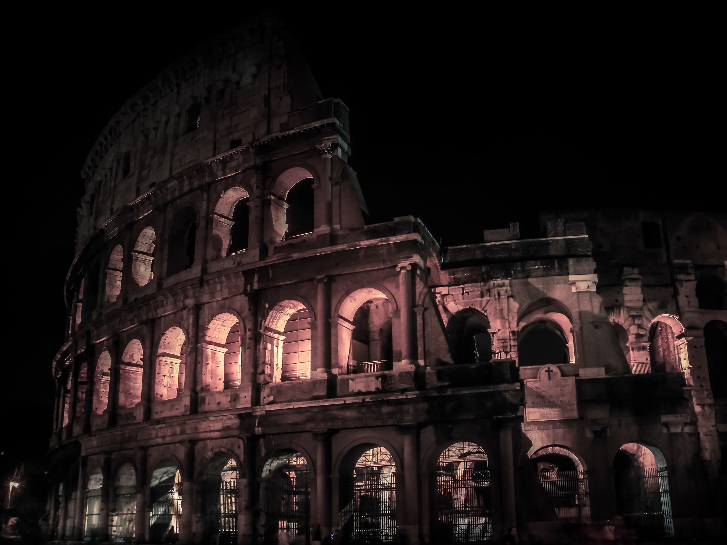 The Roman Colosseum, at night