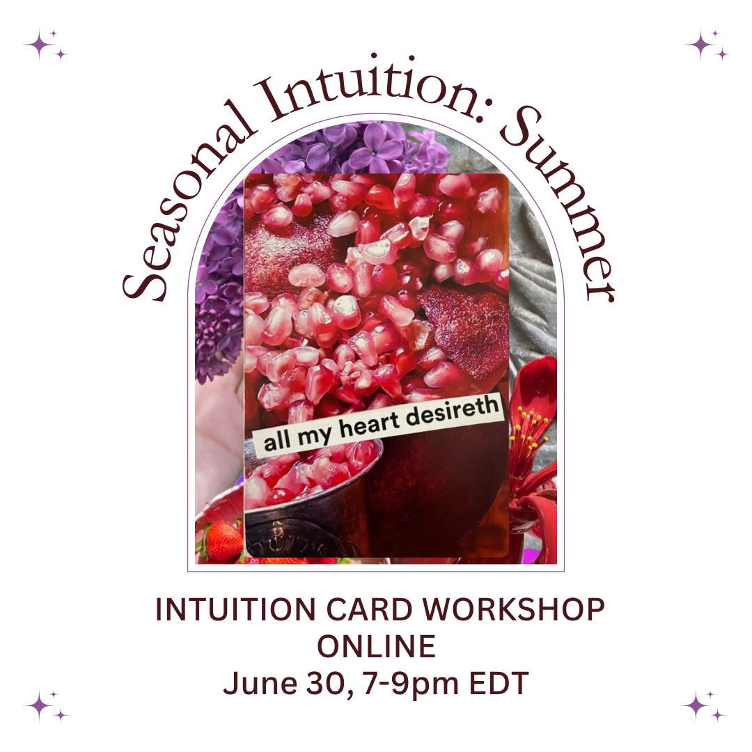 image of an intuition card with the words "all my heart desireth" and an image of a silver cup overflowing with pomegranate seeds
