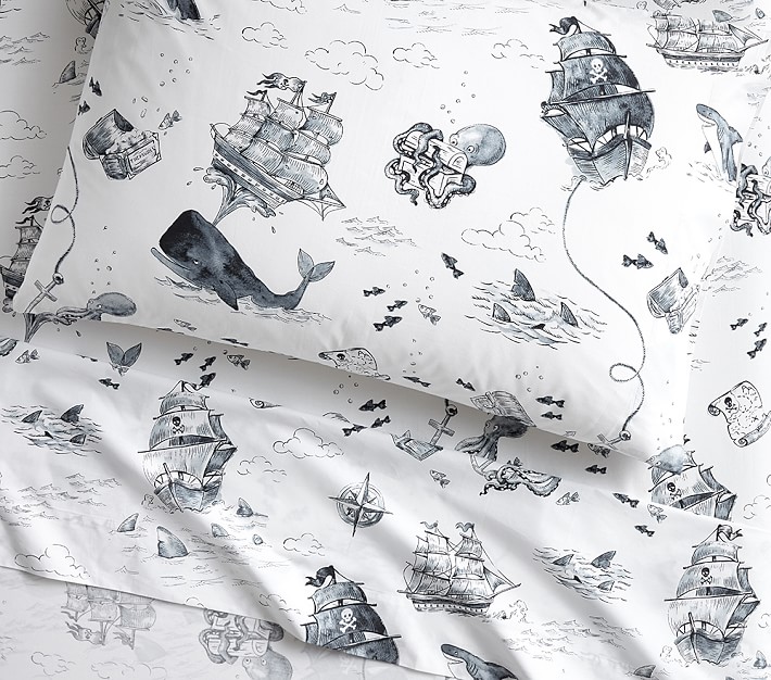 Nautical Toile Sheeting for Pottery Barn Kids