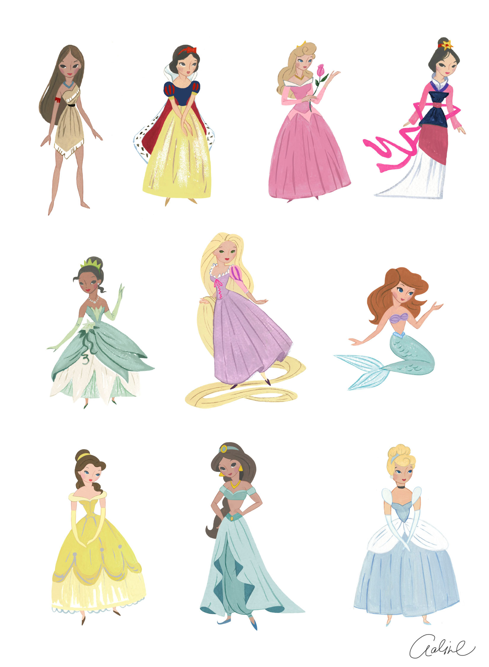 Vintage Princesses for PBK (gouache illustrations)