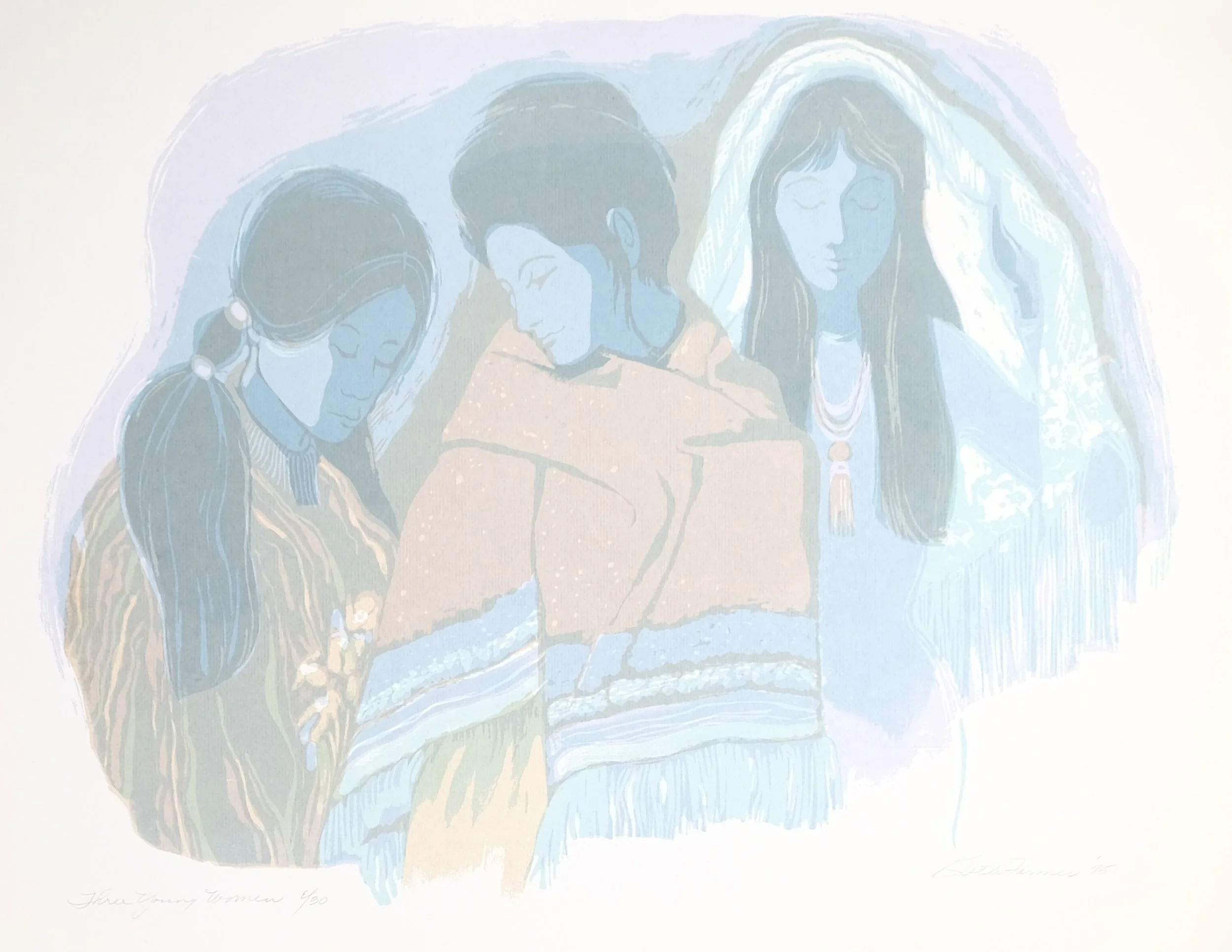 Three Young Women - Blue