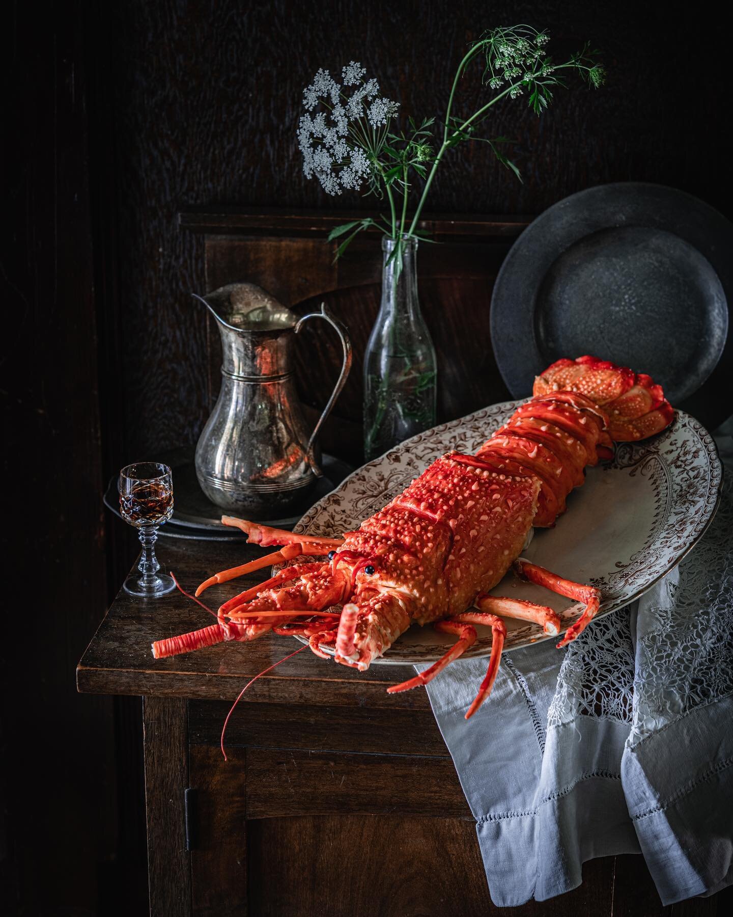 In the heat and humidity of the hiatus between Xmas and New Year this Gingerbread and chocolate Crayfish has slowly fallen apart. I&rsquo;ve taken a little moody capture before we completely demolish him- though you may already notice some missing le