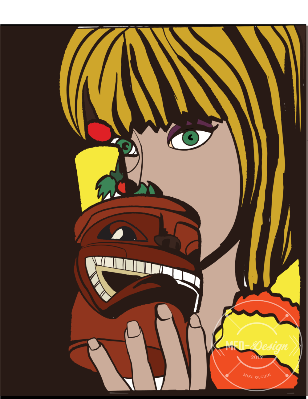 mod girl with tiki drink