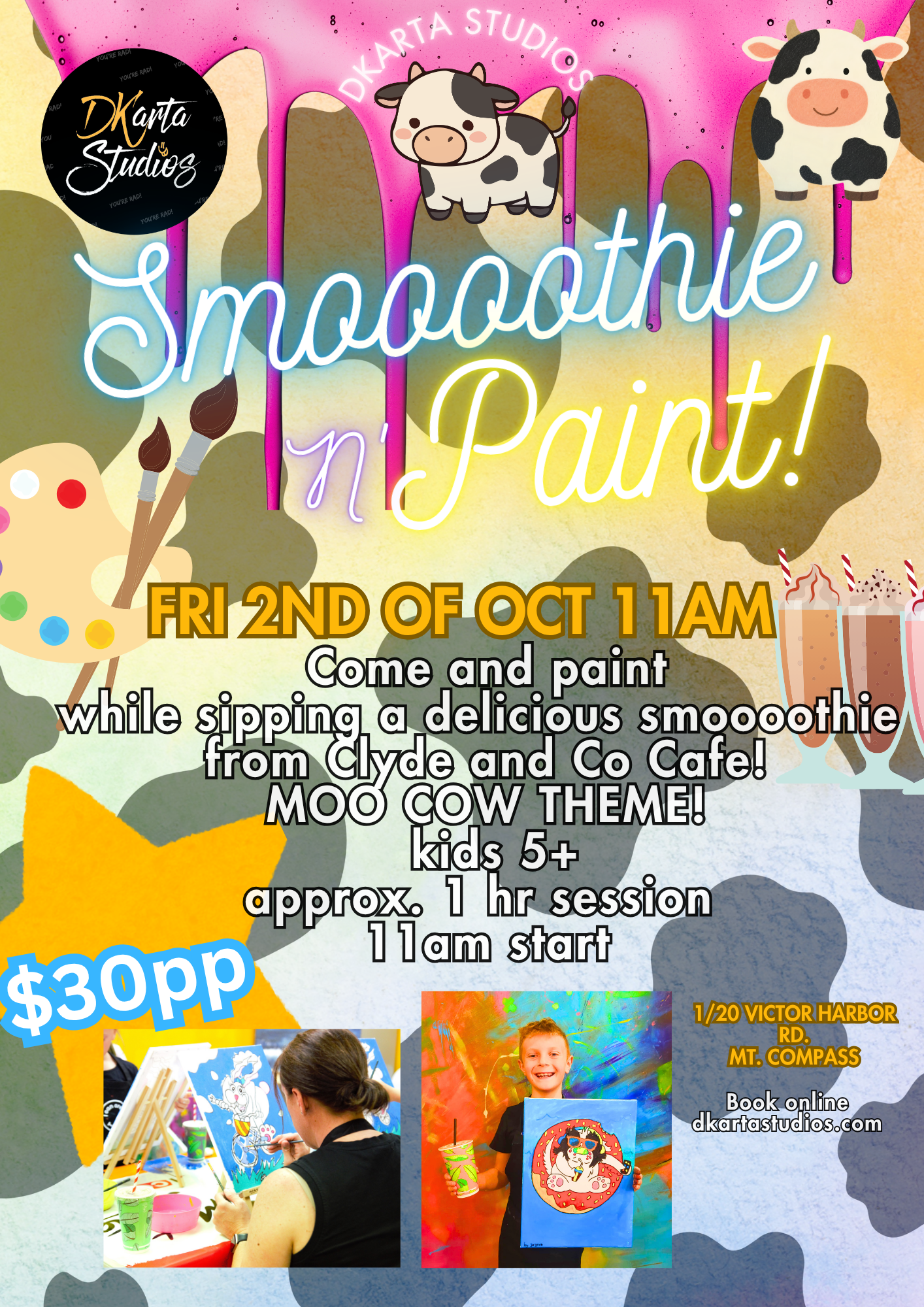 SMOOOOTHIE N' PAINT MOO COW THEME!
