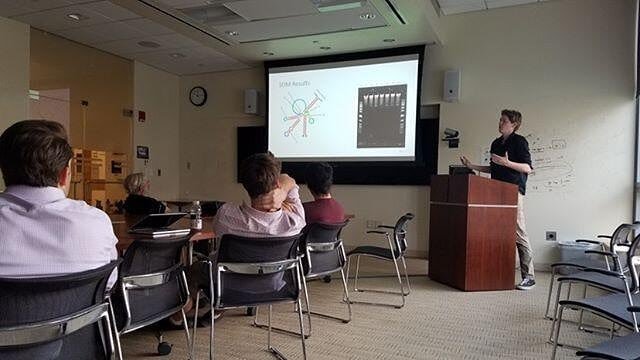 Brother Sean @seandickson0909 has been working at Harvard as an intern this summer and spoke about his work to his peers and professor this afternoon. "My project involves re-engineering bacterial retro-elements called 'retrons' to create a new