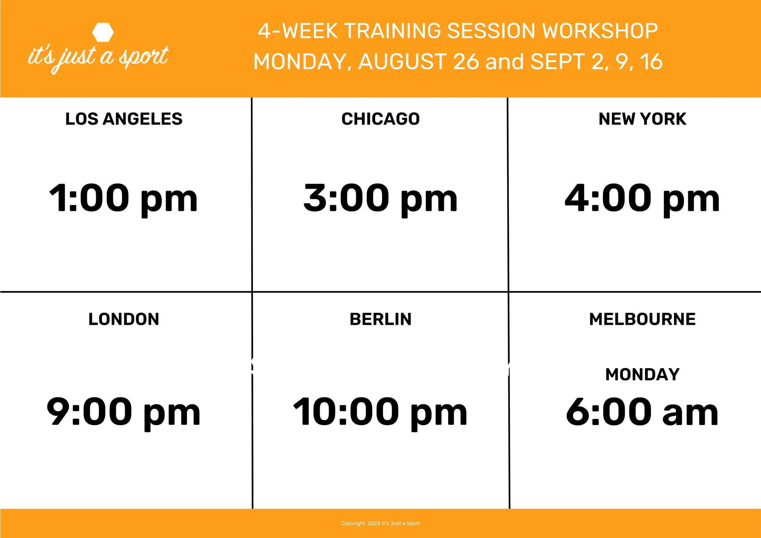 Time Zone Sesson Training Session Group Workshop — It's Just a Sport