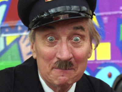 “This recycled On the Buses image gag from the E1 recap was due out of here 10 minutes ago!”