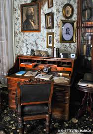 The desk of Frederick Douglass. He spent several hours every day reading books and writing letters.