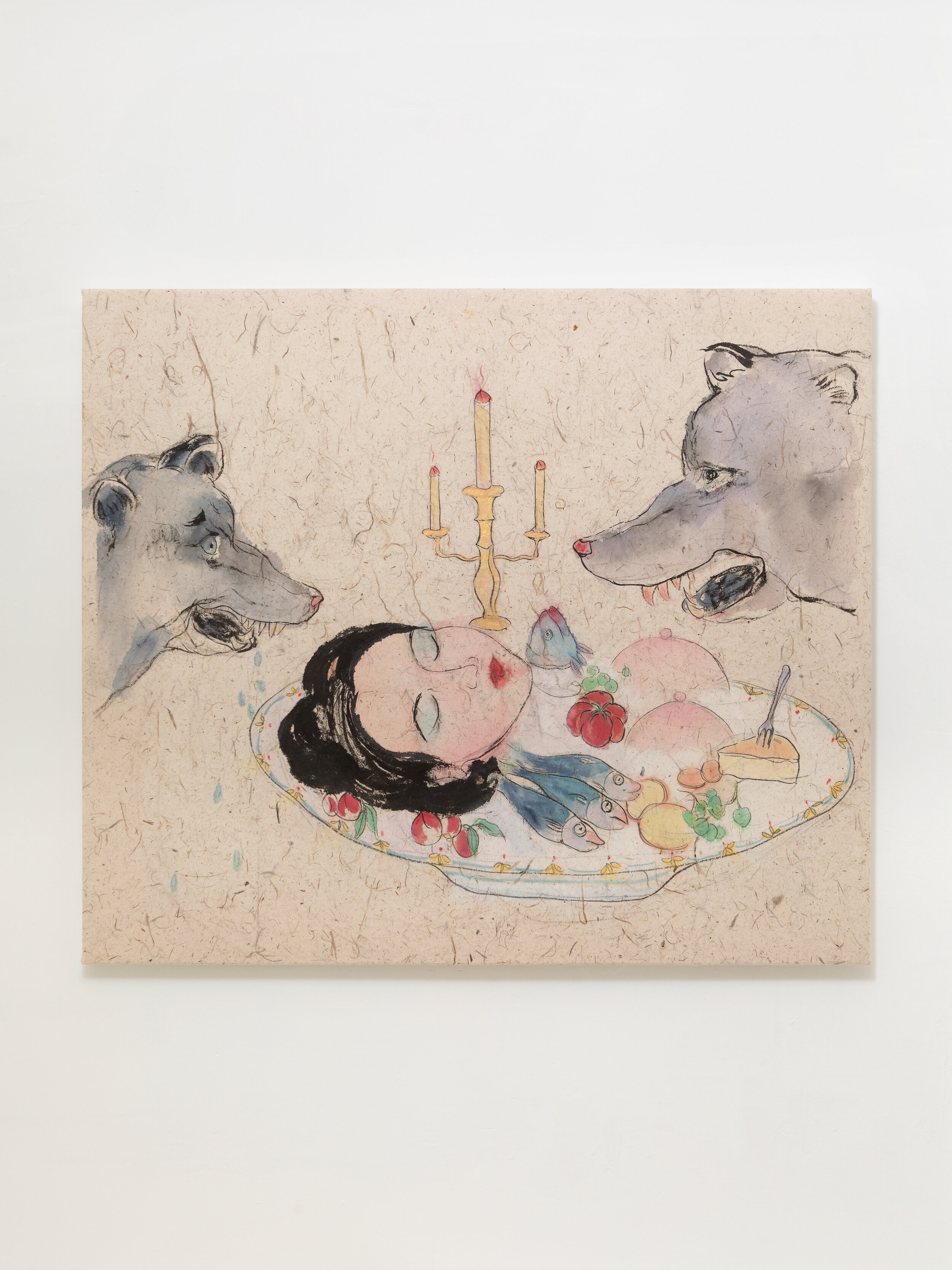 La guerra, 2020, acquarello su carta di sandalo intelata, 59 x 69 cm