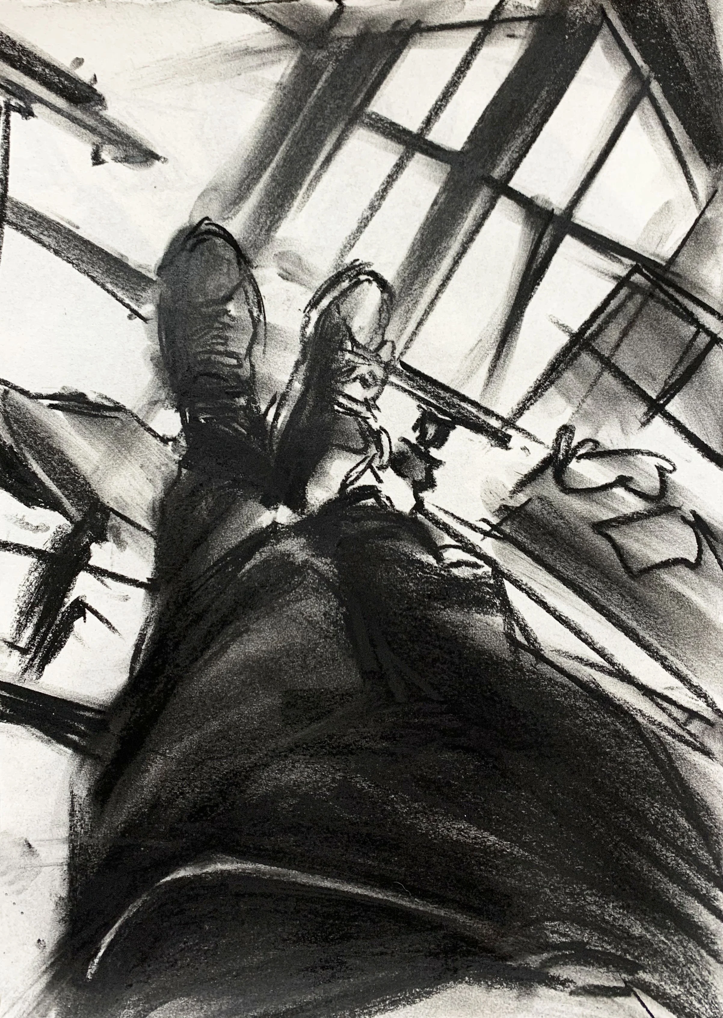   Untitled , 2023, black crayon on paper (80g), 42 x 29,5 cm 