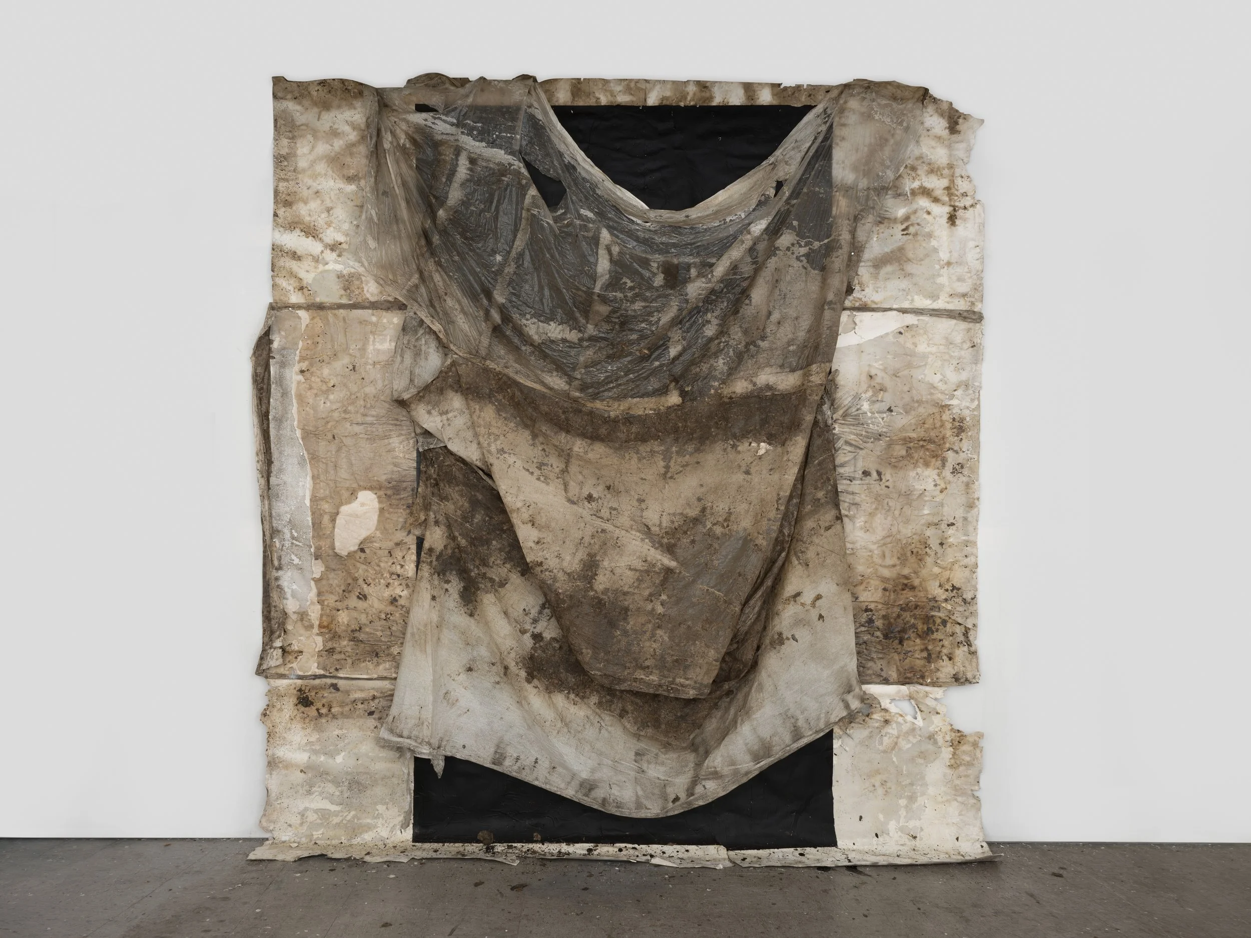 16th and 6th II 12'x10' Tarps, Dirt, Paint on Paper 2016