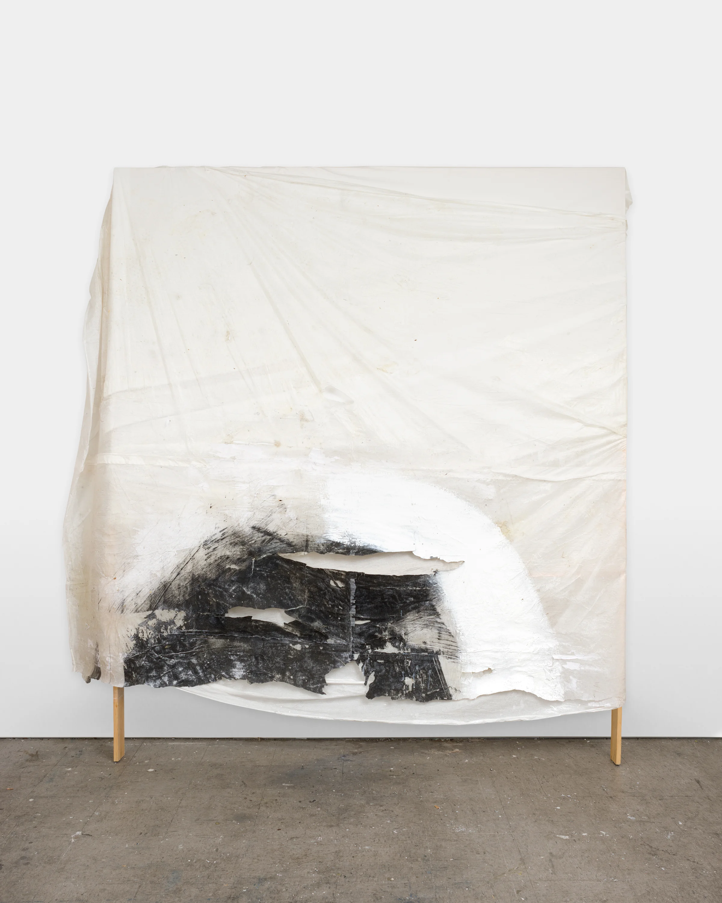 Monday Morning Coming Down 84"x98" Bedsheets, Phototransfer, House Paint, 2017