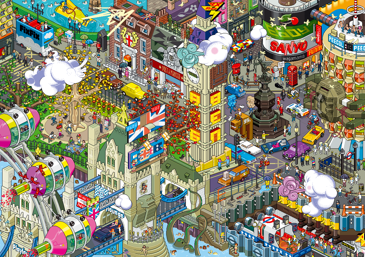 Tableau de Londres en Pixel Art