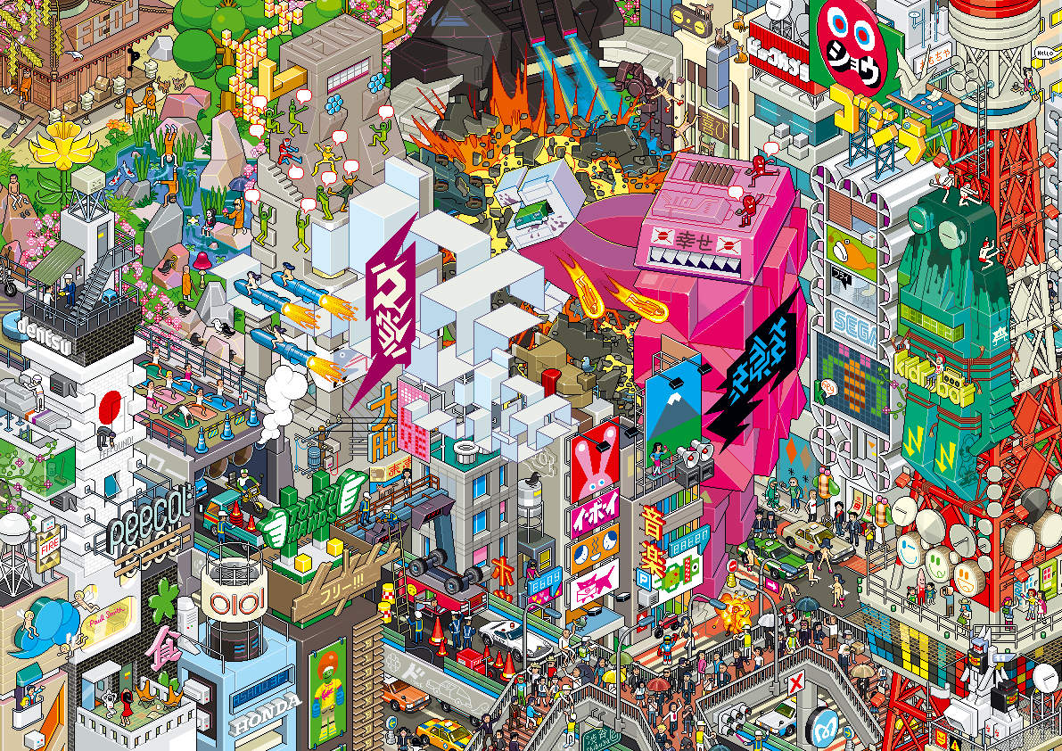 Tableau de Tokyo en Pixel Art