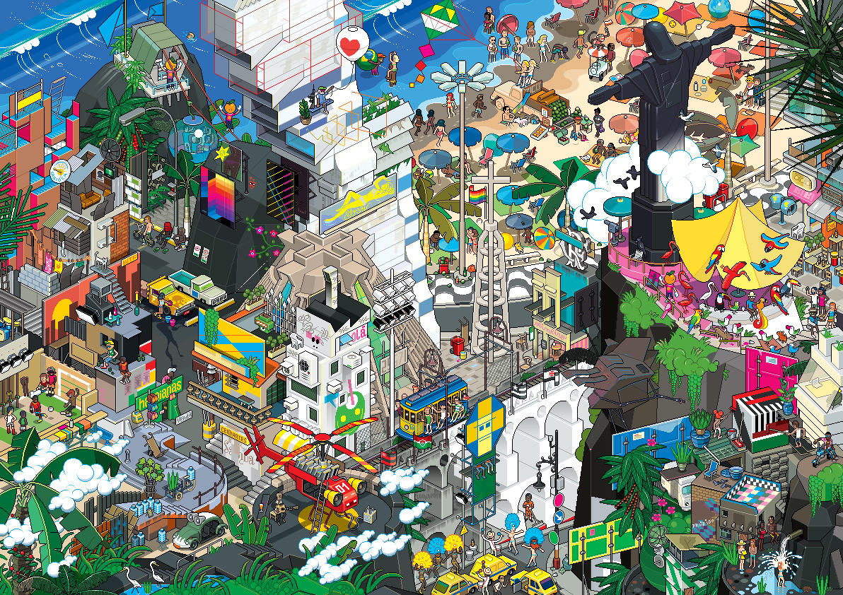 Tableau de Rio de Janeiro en Pixel Art