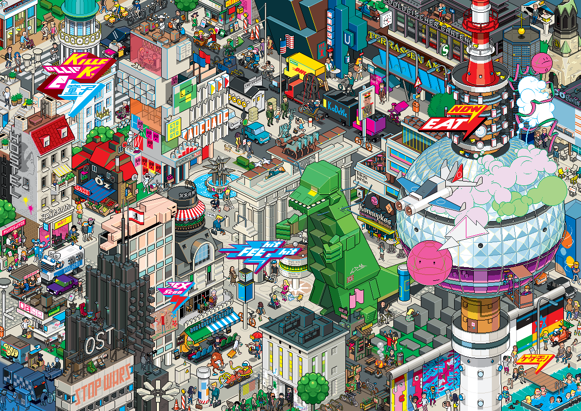 Poster of Berlin in Pixel Art