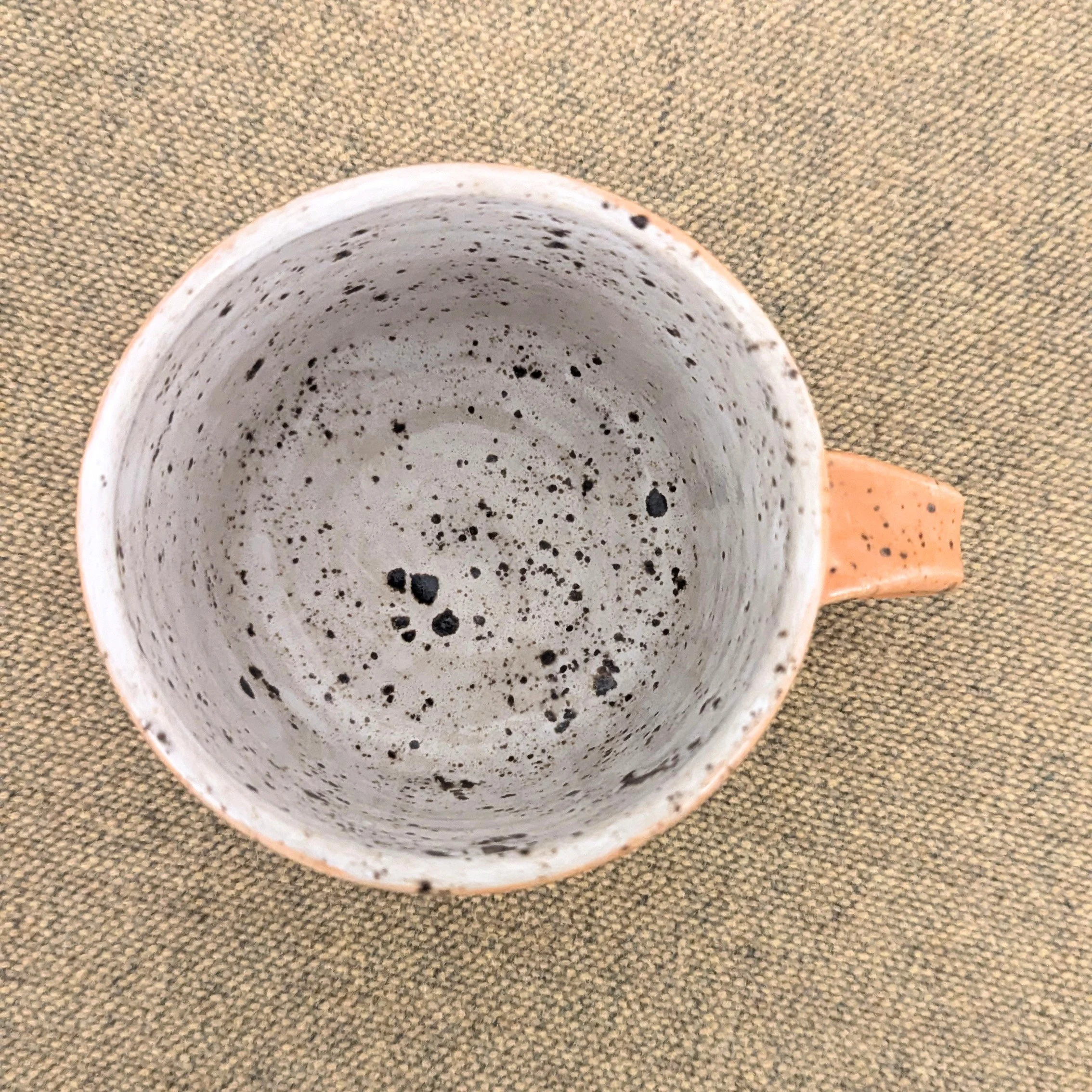 Pottery Mug Orange and White Speckled
