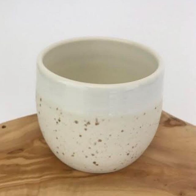 This tumbler came out off my last high firing. I love the speckled eggshell glaze with the shiny transparent glaze. It is SO tactile. When I saw it emerge from the kiln, I couldn&rsquo;t wait to create some more of these cuties.  So I did....and toda