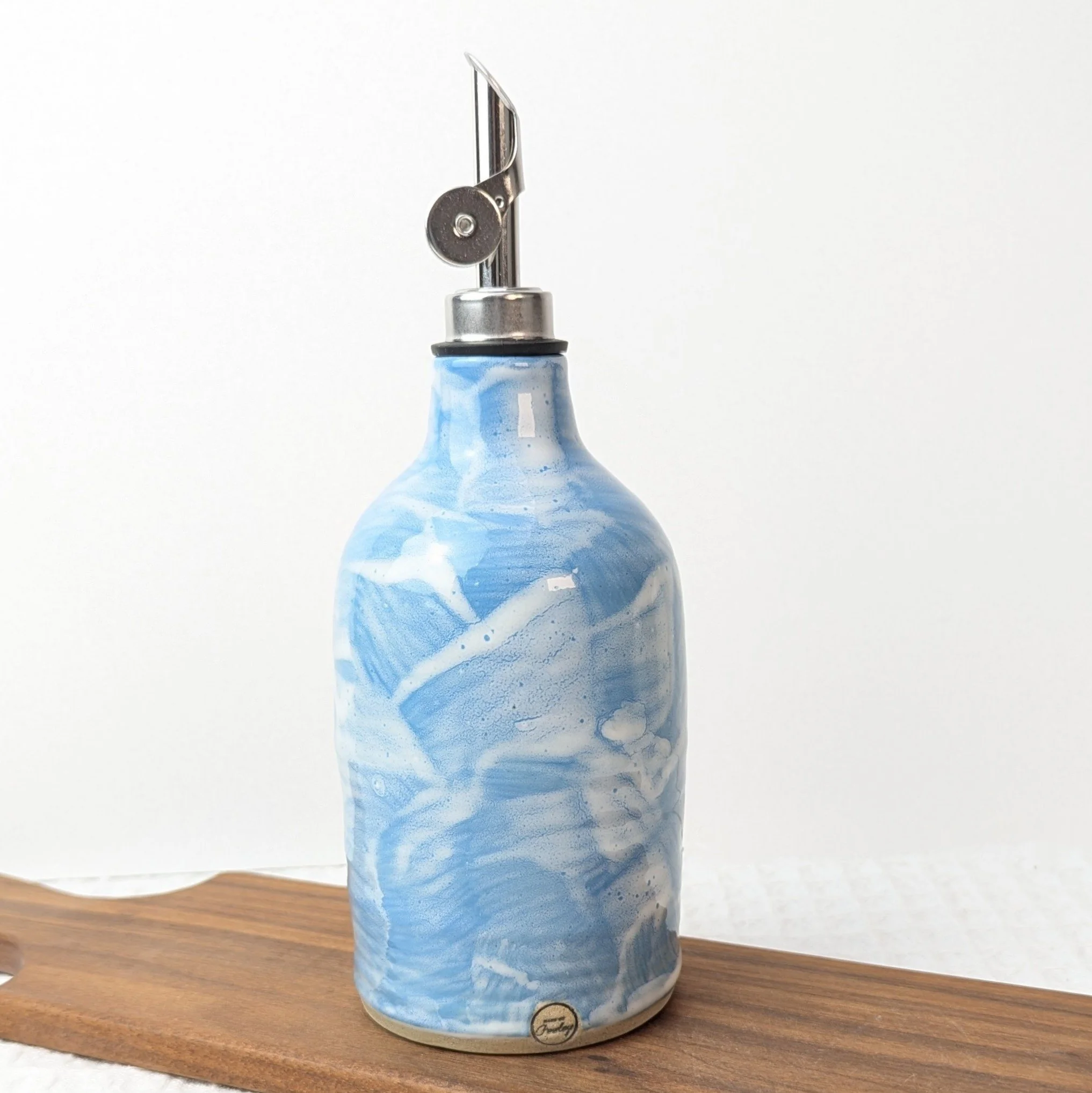 Pottery Oil Bottle Blue and White