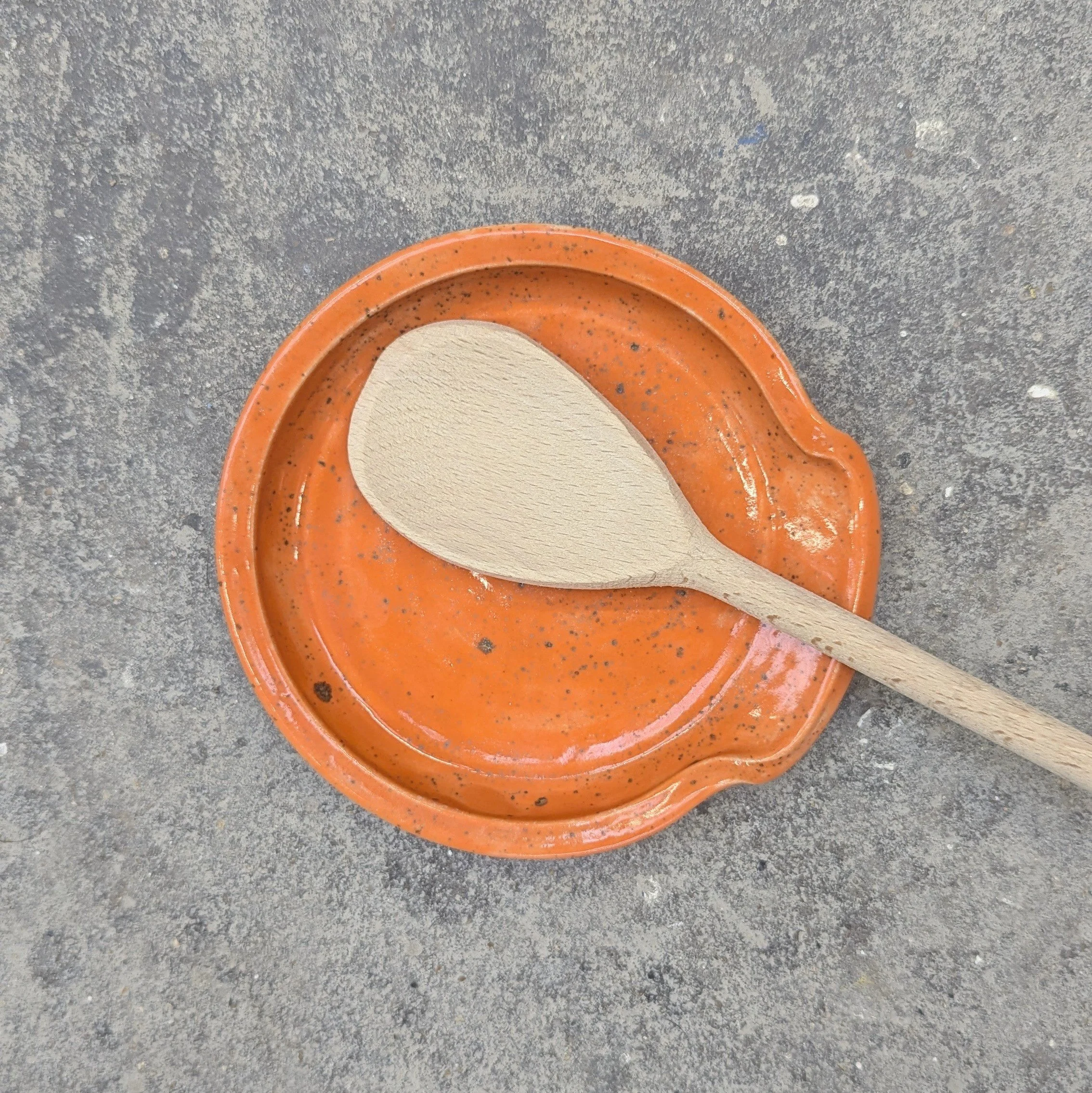 Orange Spoon Rest Pottery