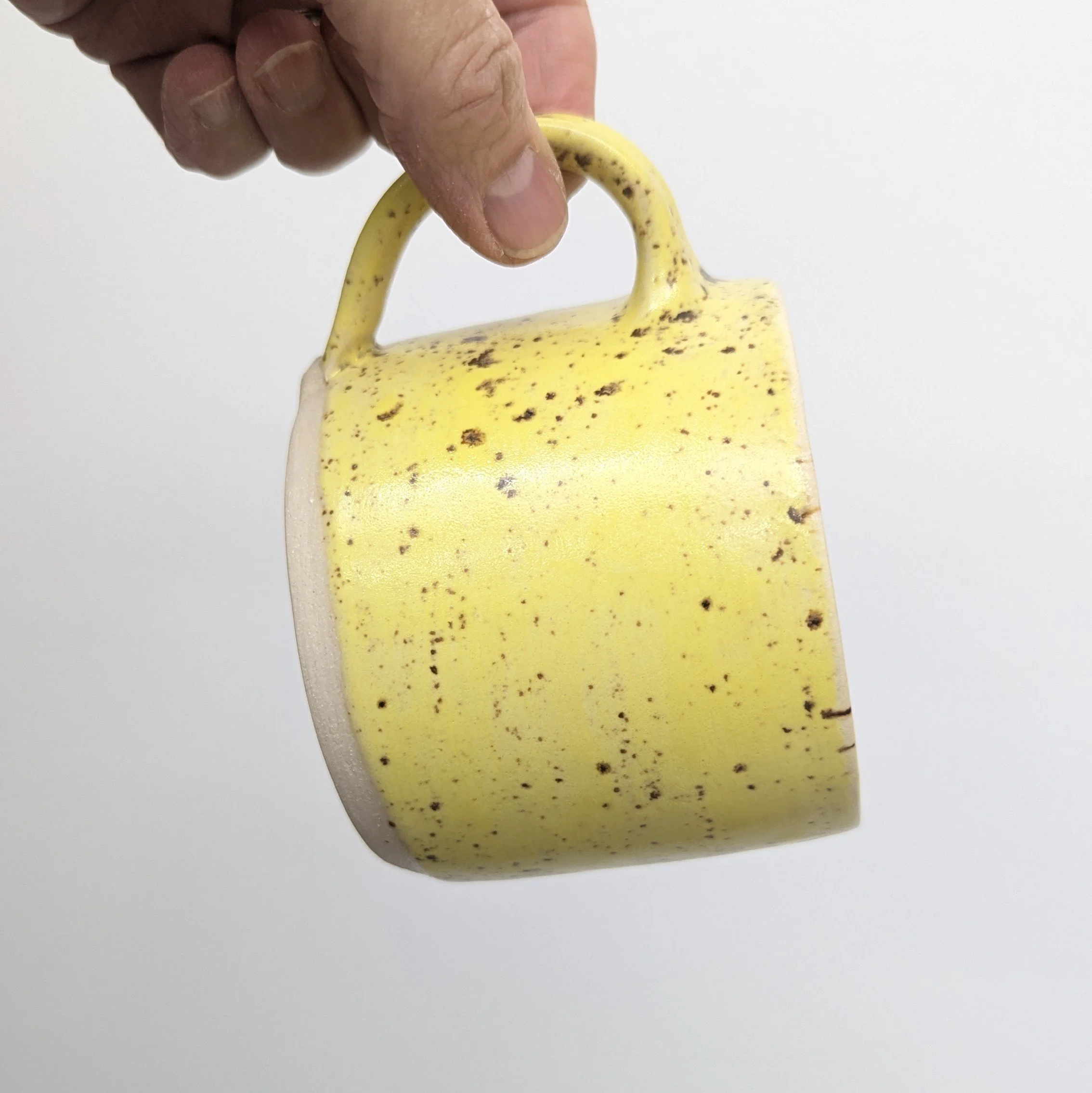 Canister Mug Handmade Yellow and White