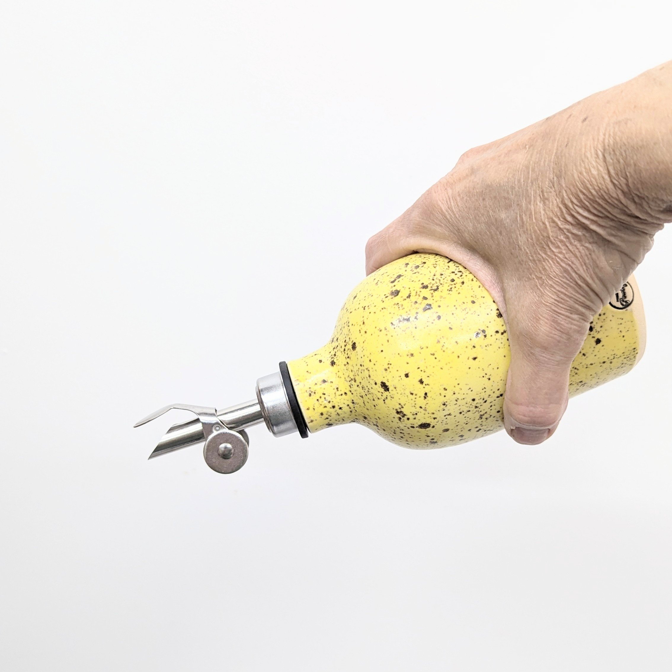 Pottery olive oil bottle yellow