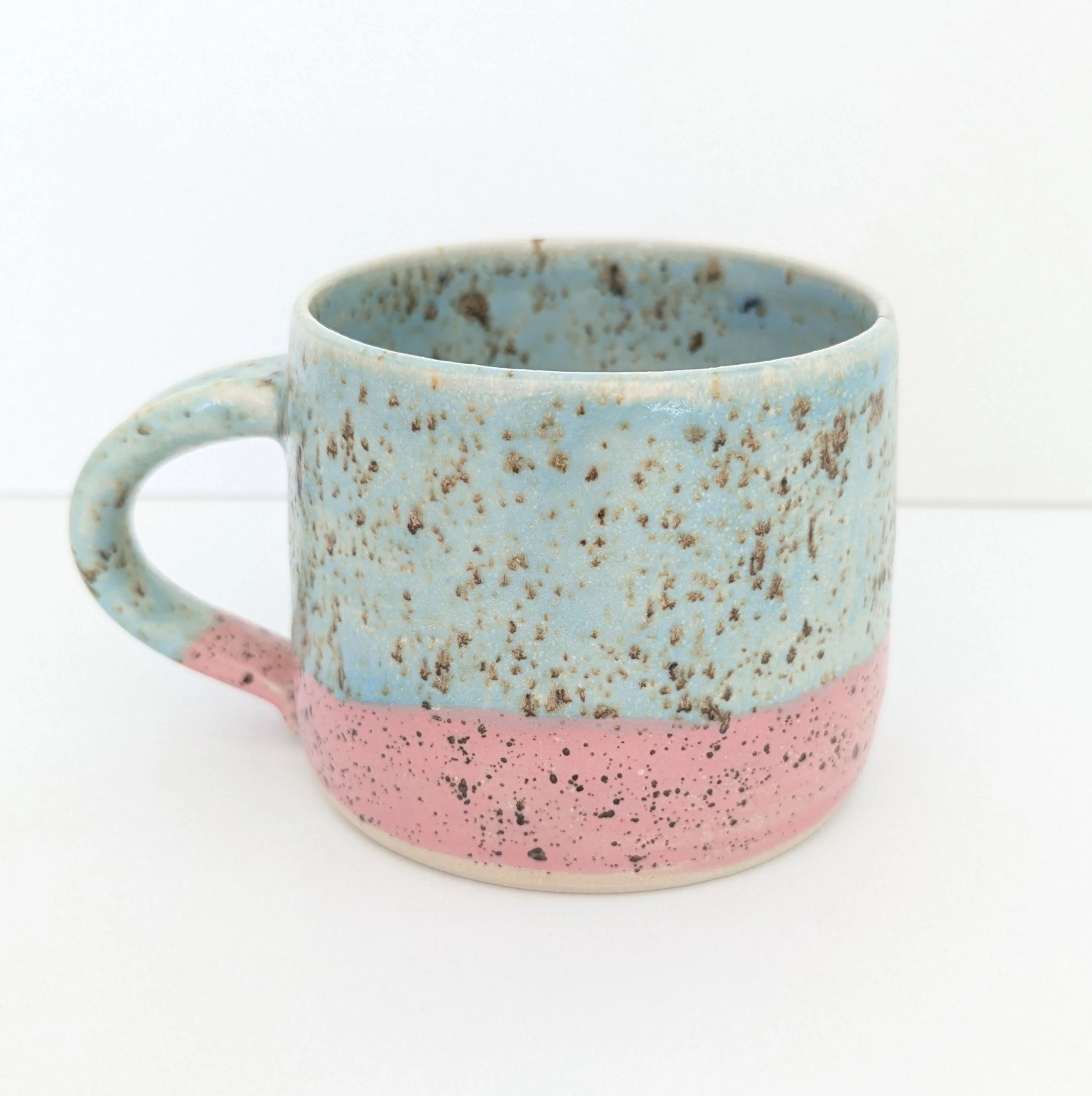Pottery Tea Mug in Aqua and Pink
