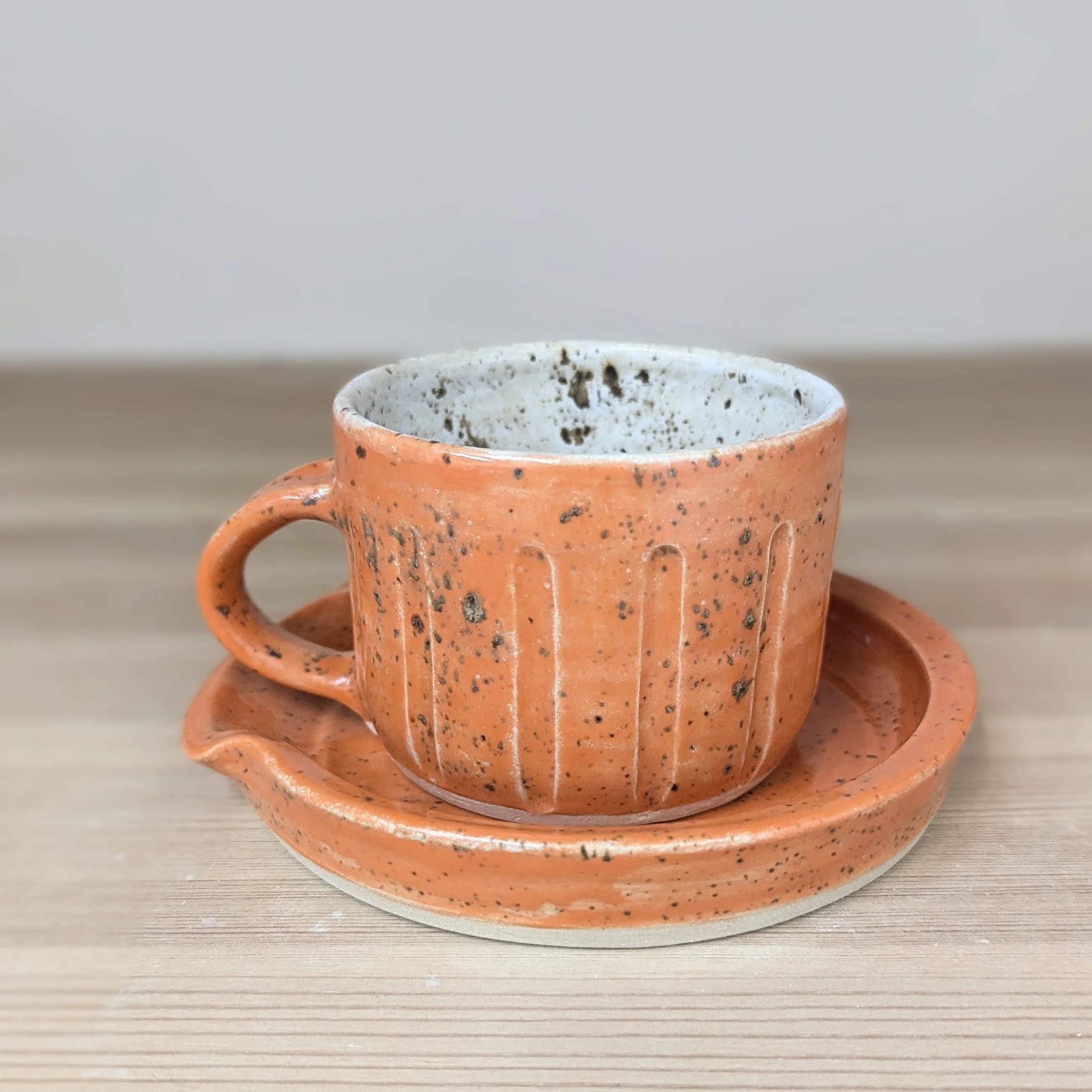 Pottery Spoon Rest and Teabag Holder Orange
