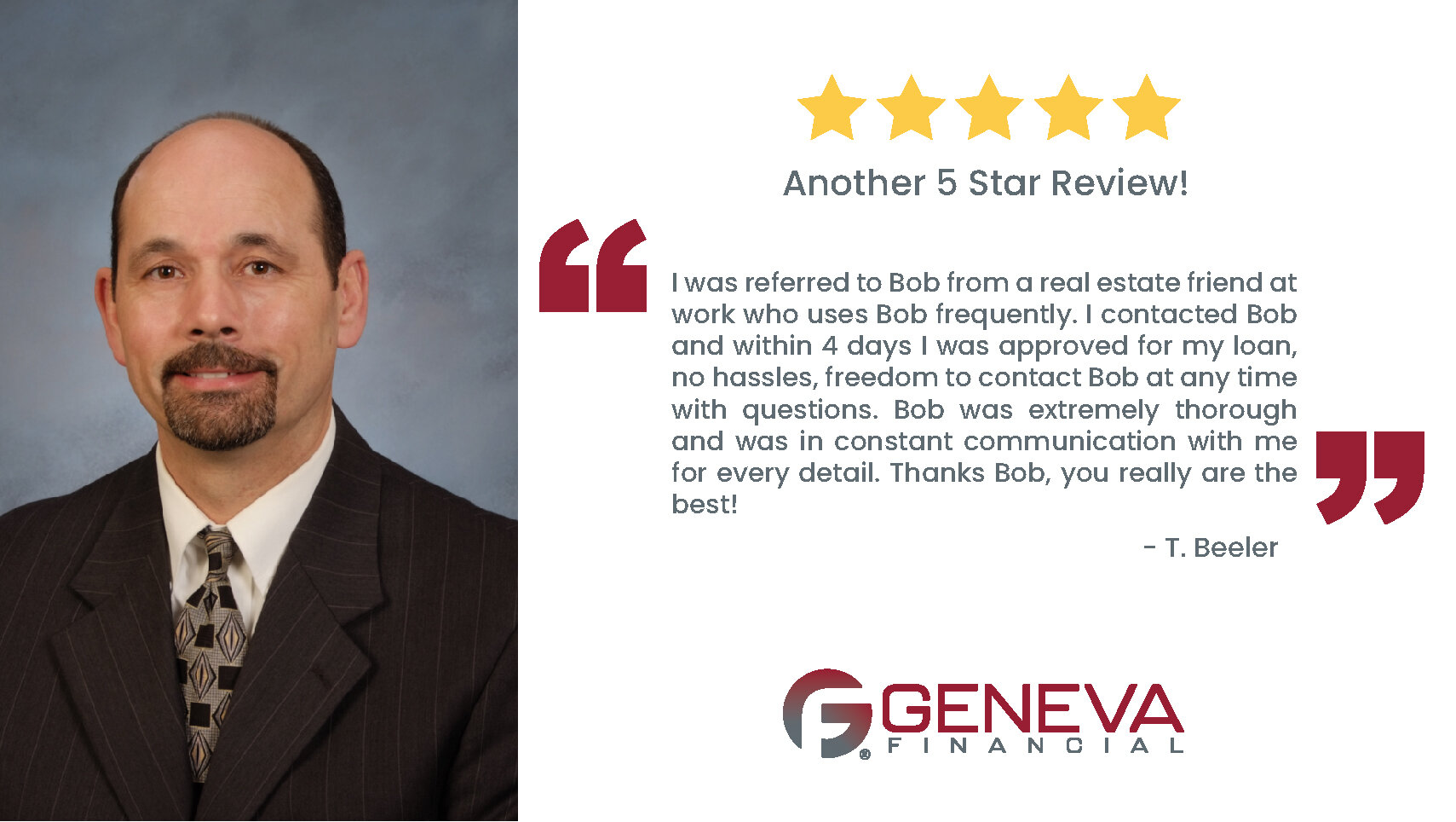 5 Star Review For Bob Mcdaniel Geneva Financial Home Loans Oregon Geneva Financial Home Loans
