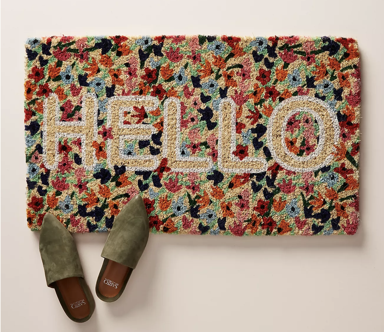 Floral Greeting Doormat, $48