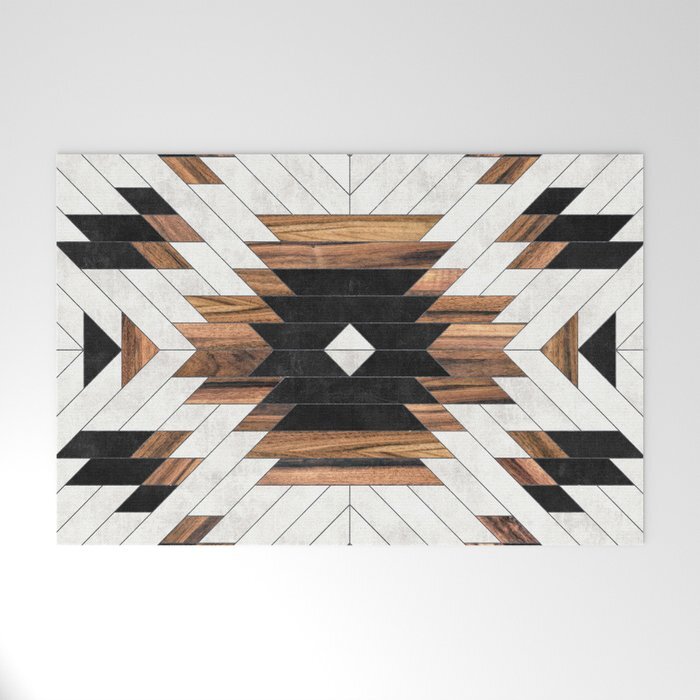 Urban Tribal Pattern No.5 - Aztec - Concrete and Wood Welcome Mat, $49
