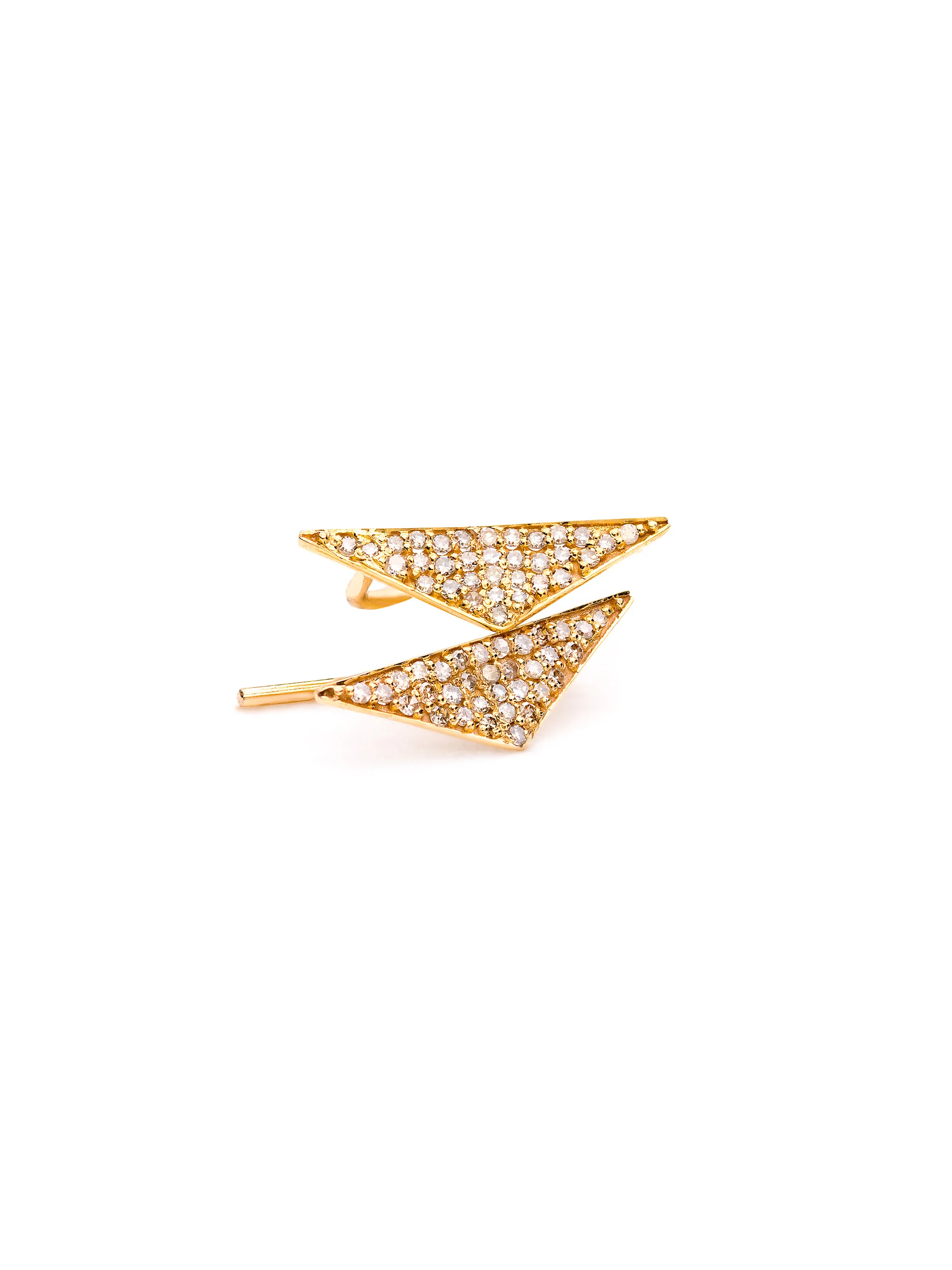 14kt Gold Pave Diamond "Tri" Earring