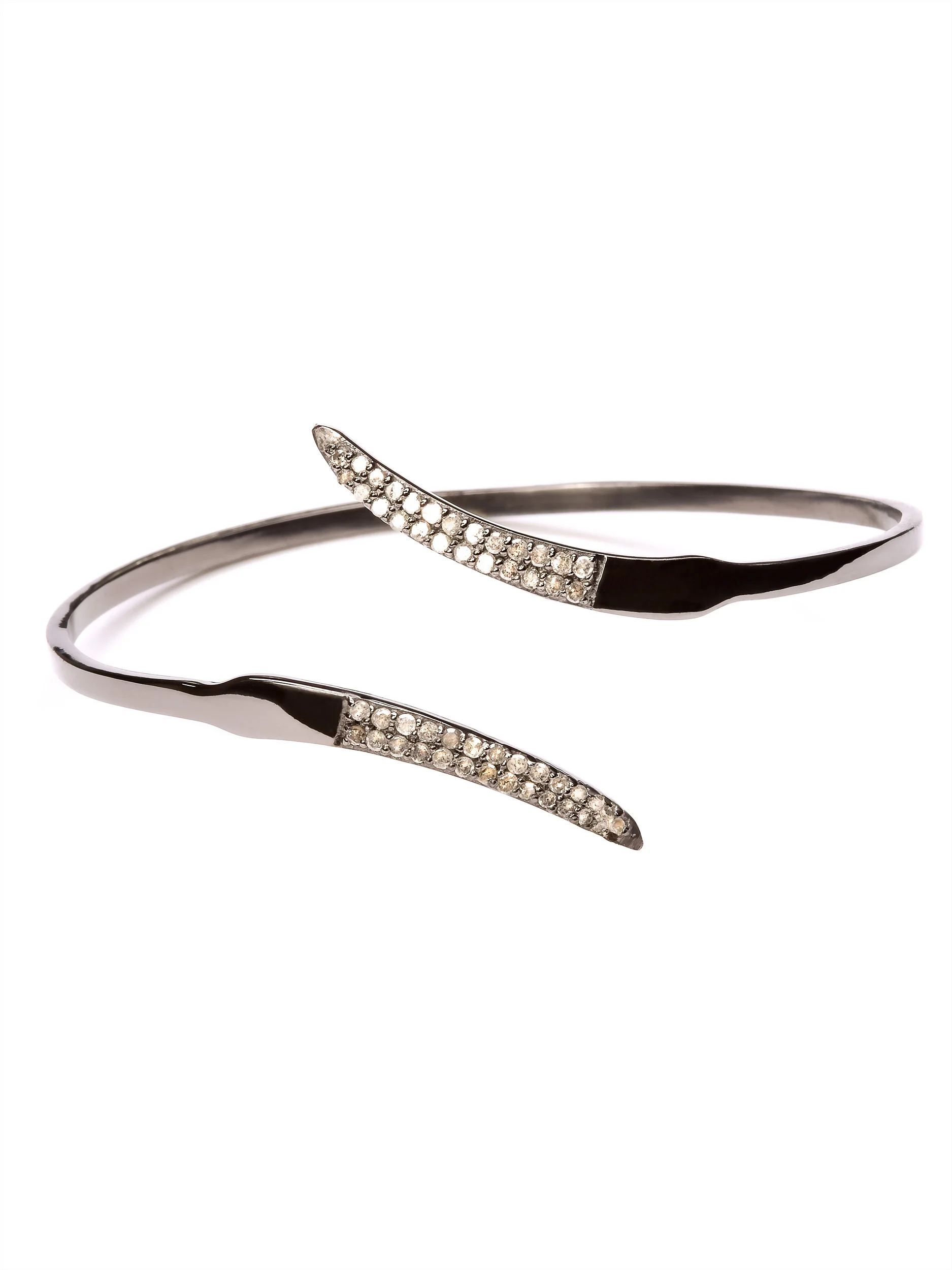 Pave Diamond "2 BAR" Open Front Cuff Bracelet