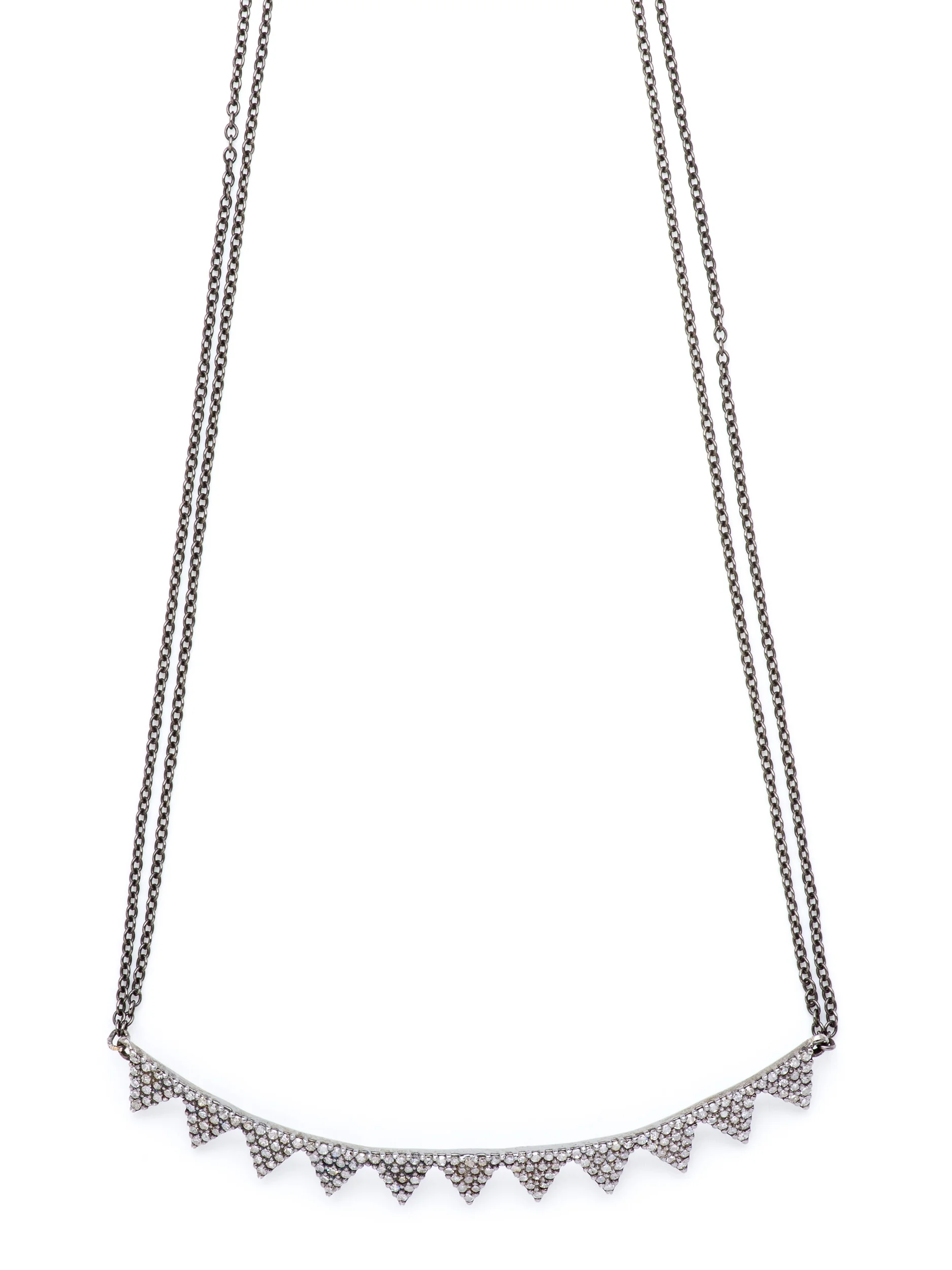 Pave Diamond Spike Curved Bar Necklace