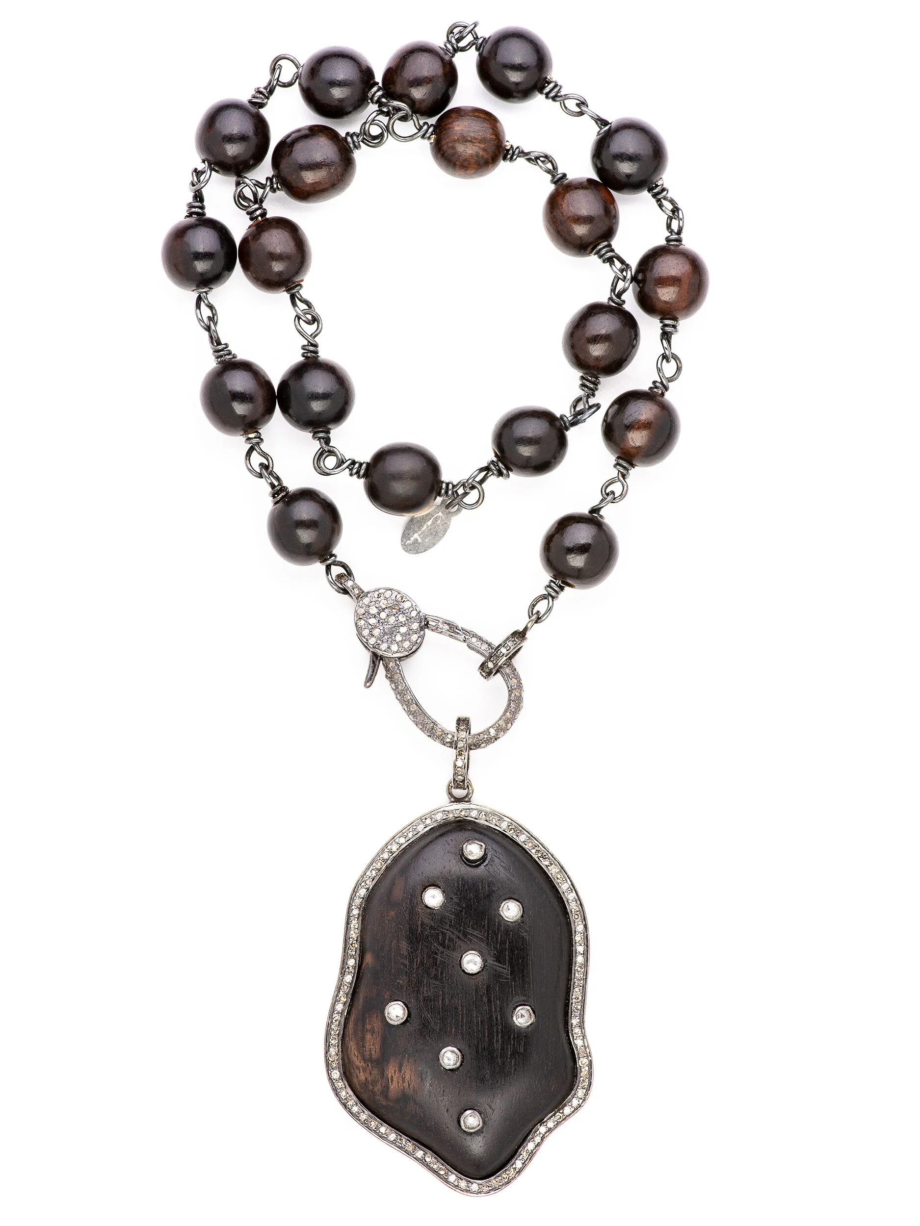 Diamond Bezel Tiger Ebony Necklace