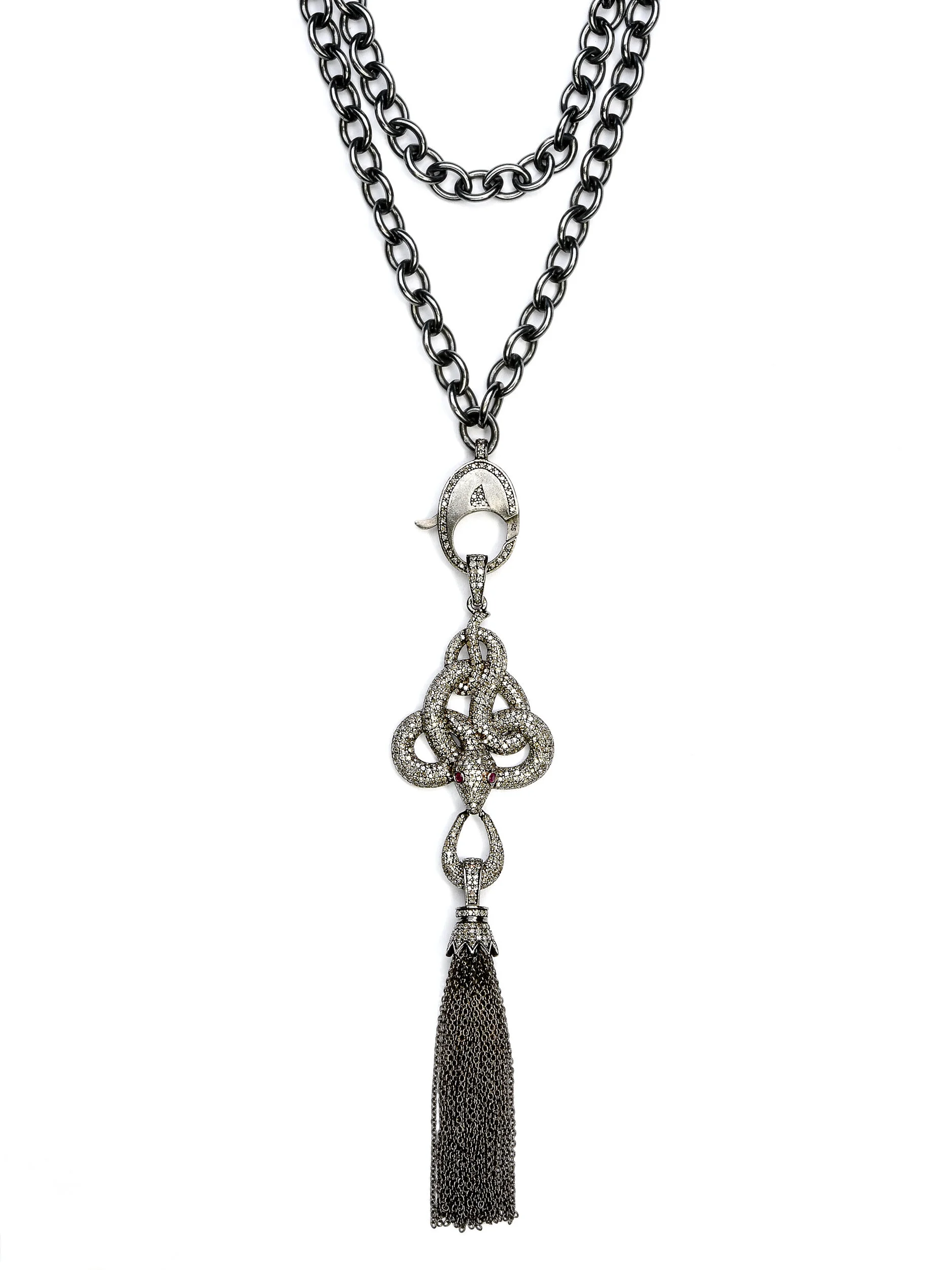 Chain Tassel Diamond Serpent Necklace