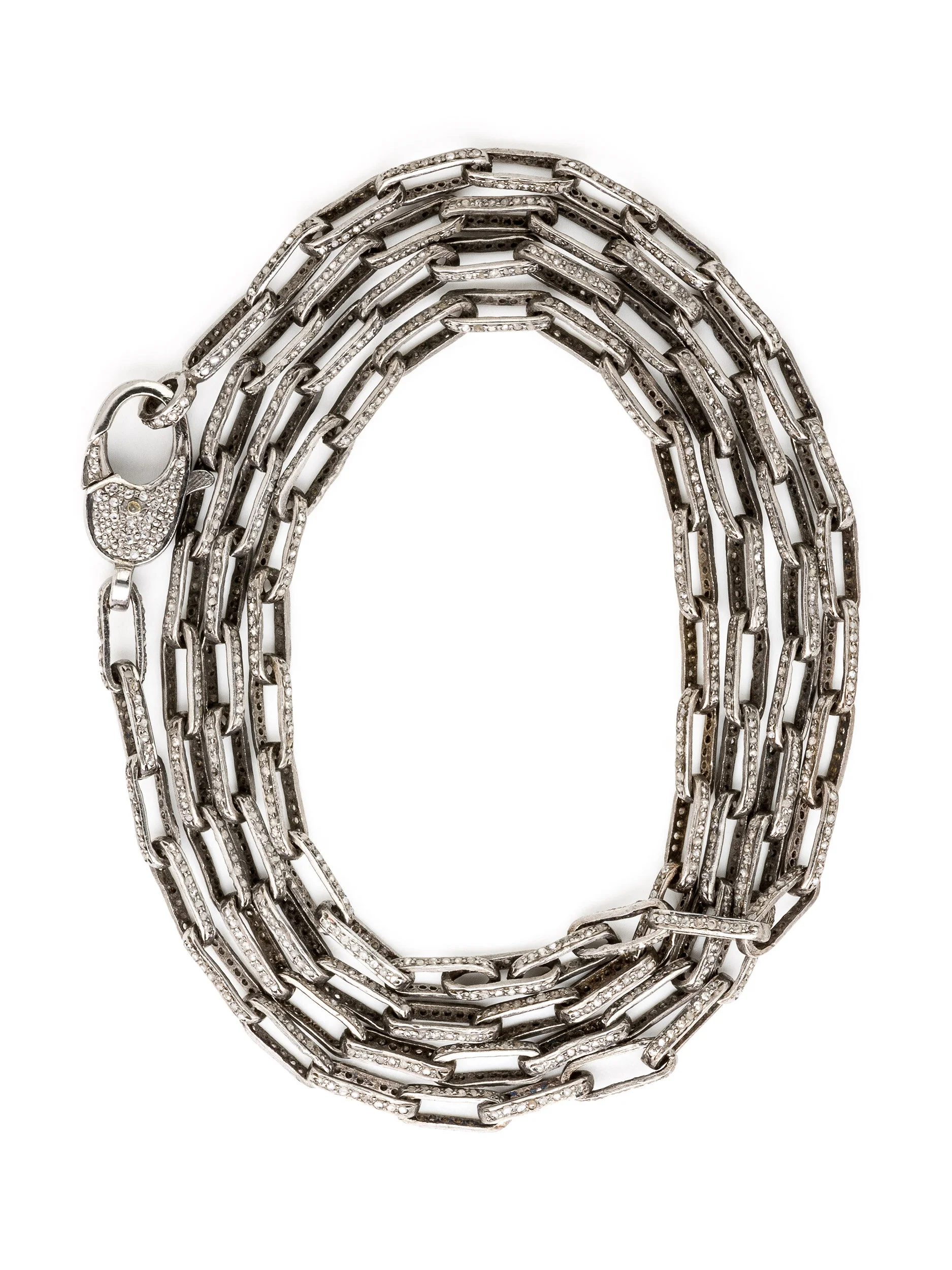Pave Diamond Square Link Chain Necklace