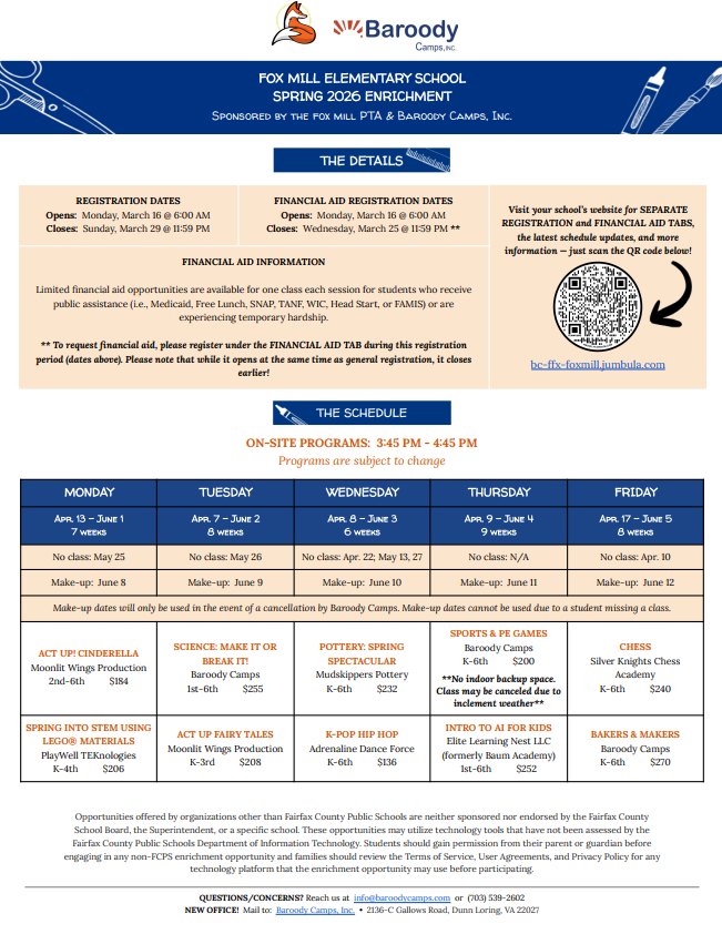 Baroody after school activities registration is now OPEN!