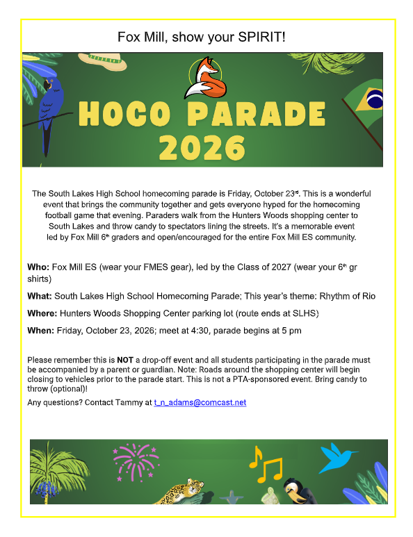South Lakes HS HOCO Parade 10/23! Come show your spirit!