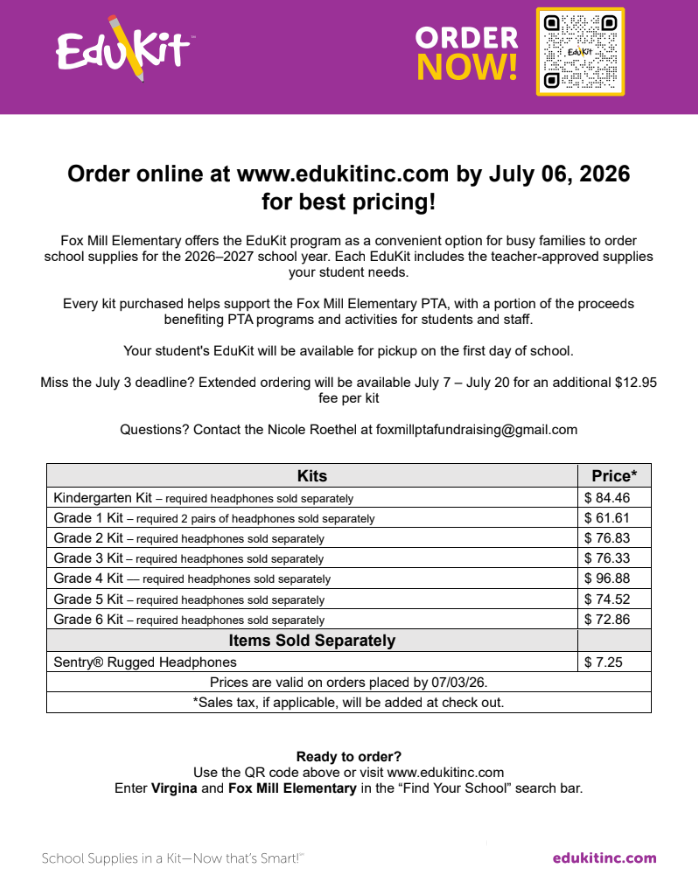 Purchase your school supplies