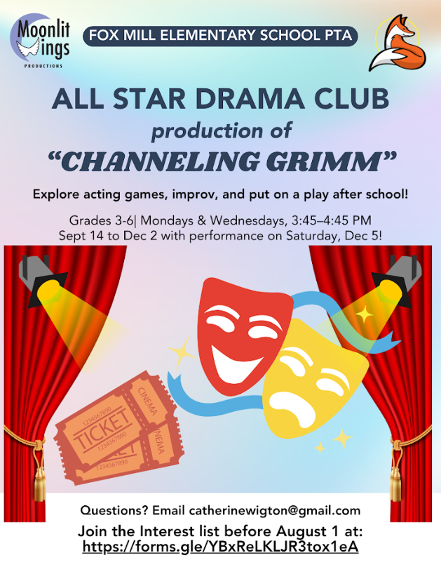 Join Fox Mill's PTA and Moonlit Wings Productions After School Drama Program