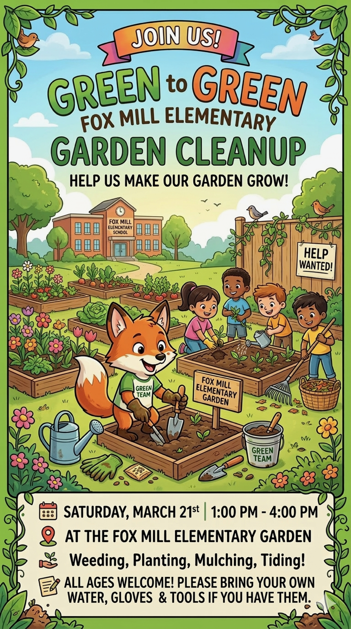 1st Annual, Fox Mill Garden Clean-Up on Saturday, March 21, 2026 at 1:00pm!